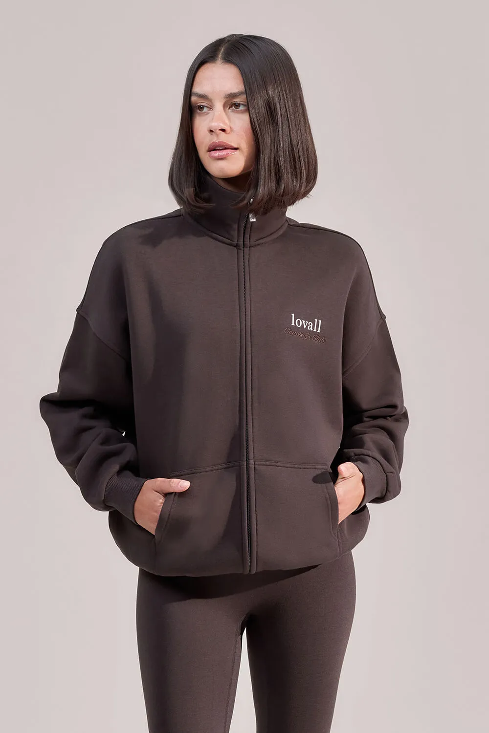 Organic Funnel Neck Zip Through - Black Coffee sold by LOVALL product image thumbnail 3