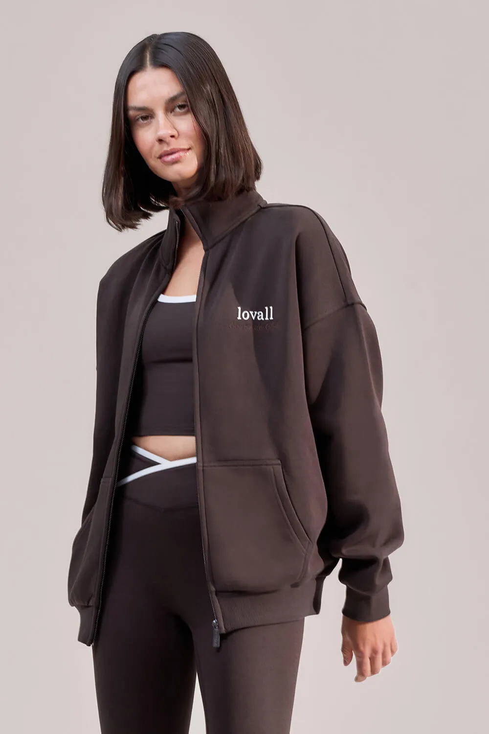 Organic Funnel Neck Zip Through - Black Coffee sold by LOVALL product image thumbnail 2
