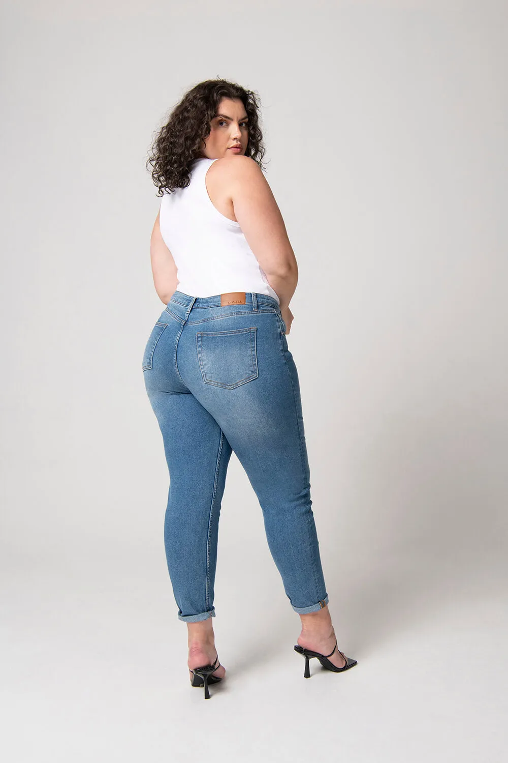Curve Slim Fit Mom Jeans - Mid Blue sold by LOVALL product image thumbnail 4