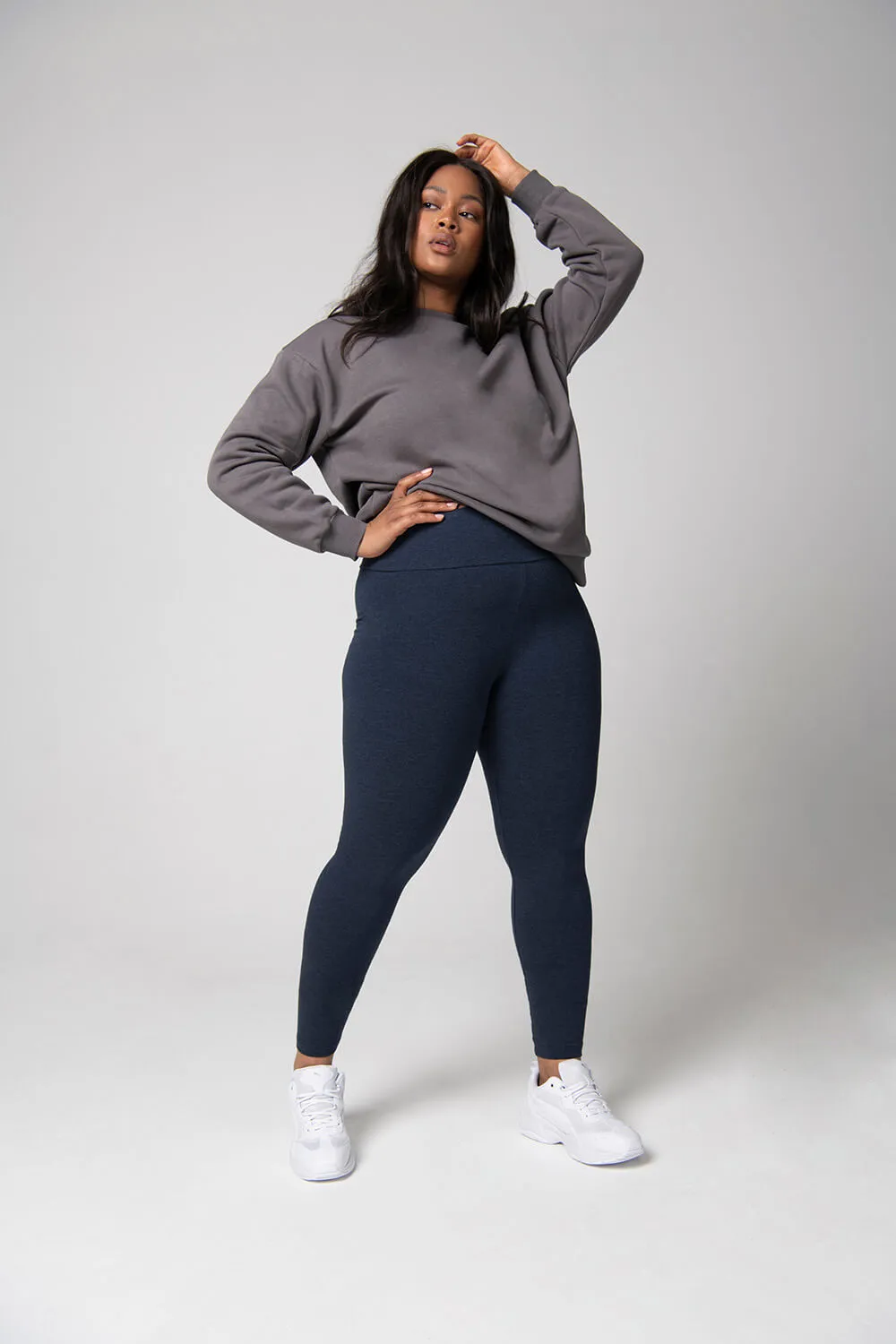 Curve Everyday High Waisted Leggings - Infinity Blue Marl sold by LOVALL product image thumbnail 2