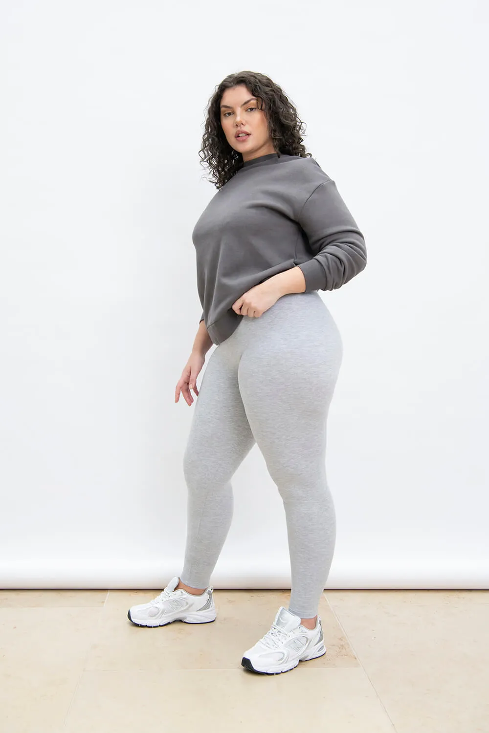 Curve Everyday High Waisted Leggings - Light Grey Marl sold by LOVALL product image thumbnail 3
