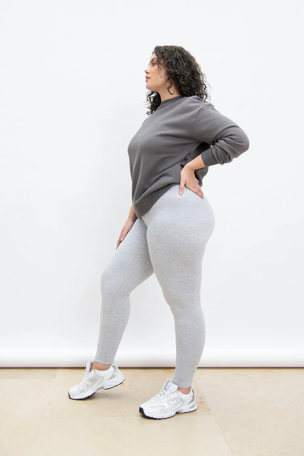 Curve Everyday High Waisted Leggings - Light Grey Marl sold by LOVALL product image thumbnail 2