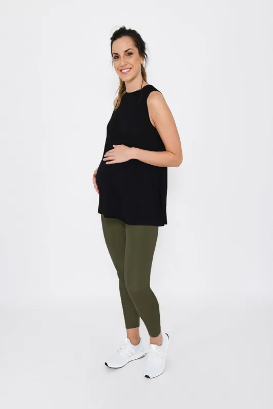 Maternity Focus 7/8 Sports Leggings - Olive Green sold by LOVALL