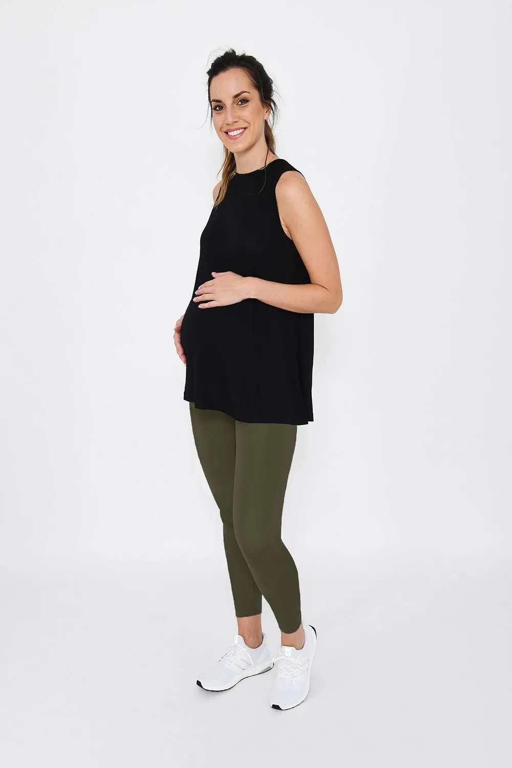 Maternity Focus 7/8 Sports Leggings - Olive Green sold by LOVALL