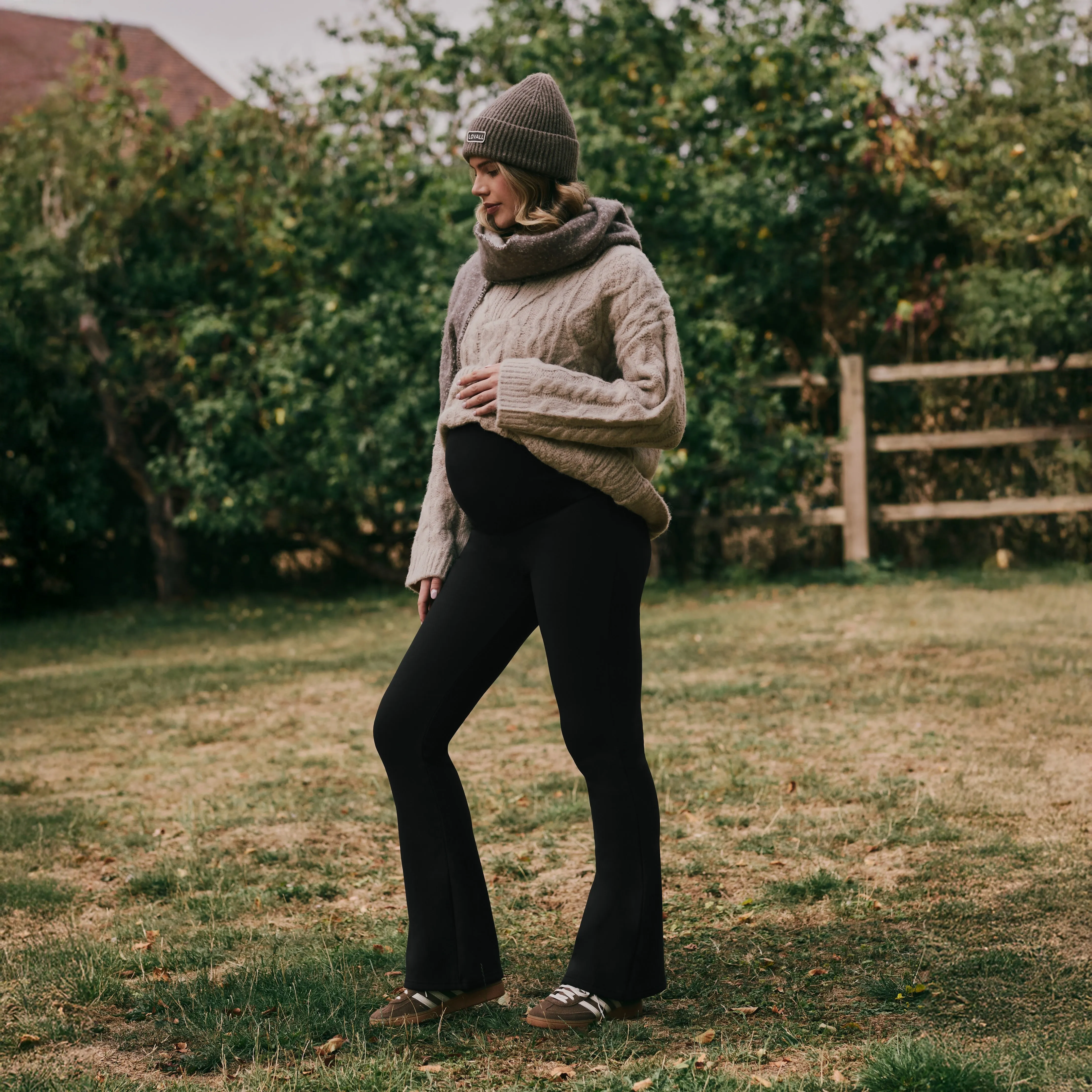Maternity Winter Flare Leggings - Black sold by LOVALL