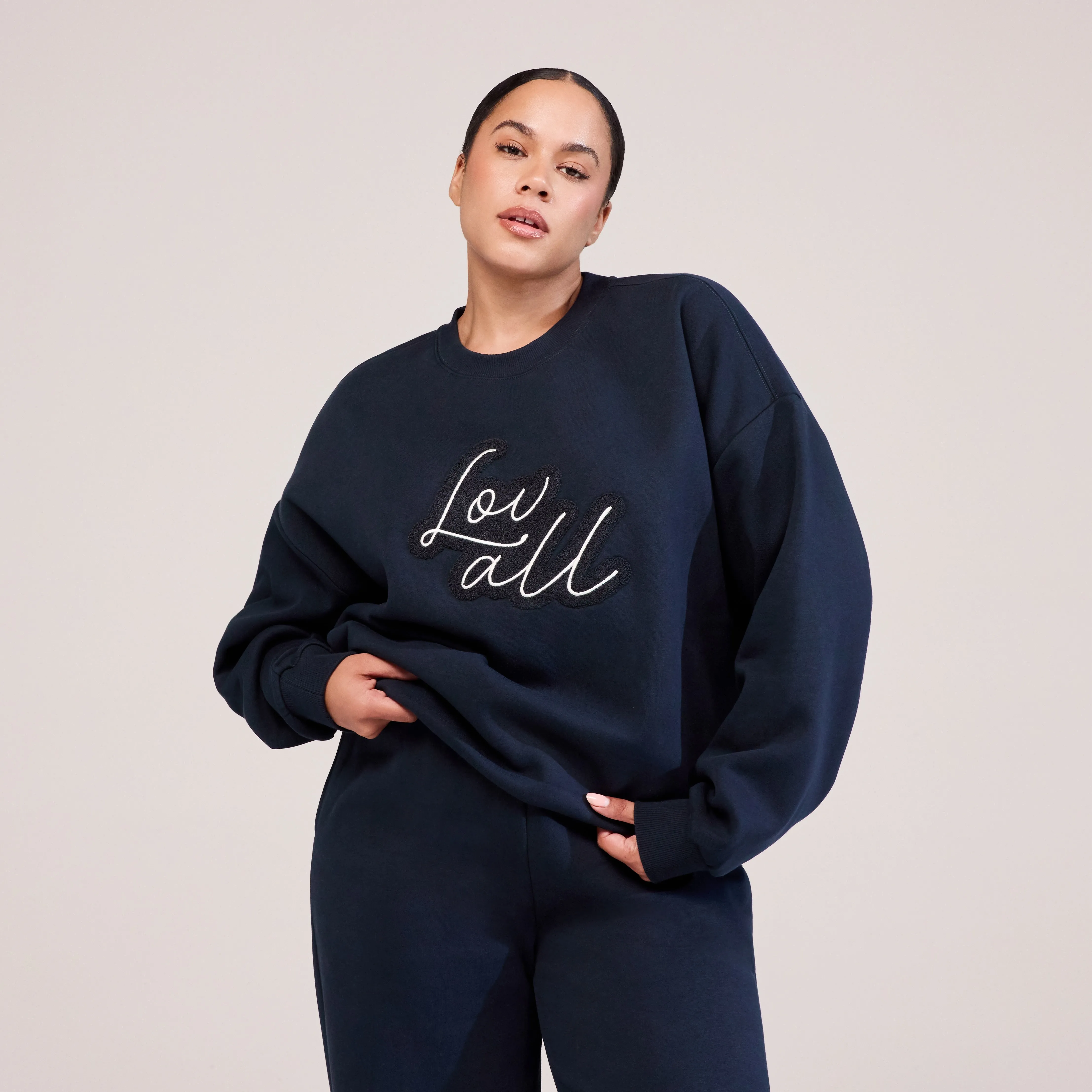 Curve Organic Oversized Sweatshirt Lovall Script - Vintage Navy sold by LOVALL