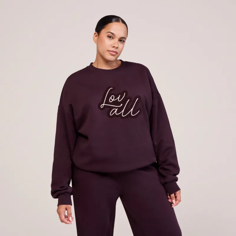Curve Organic Oversized Sweatshirt Lovall Script - Wine sold by LOVALL