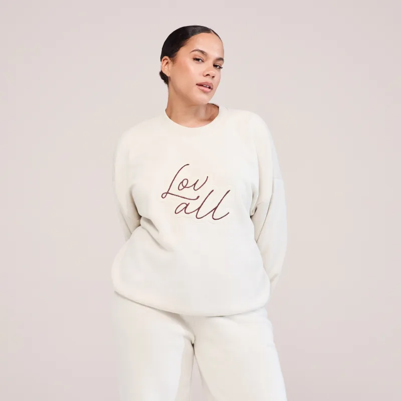 Curve Organic Oversized Sweatshirt Lovall Script - Ecru sold by LOVALL