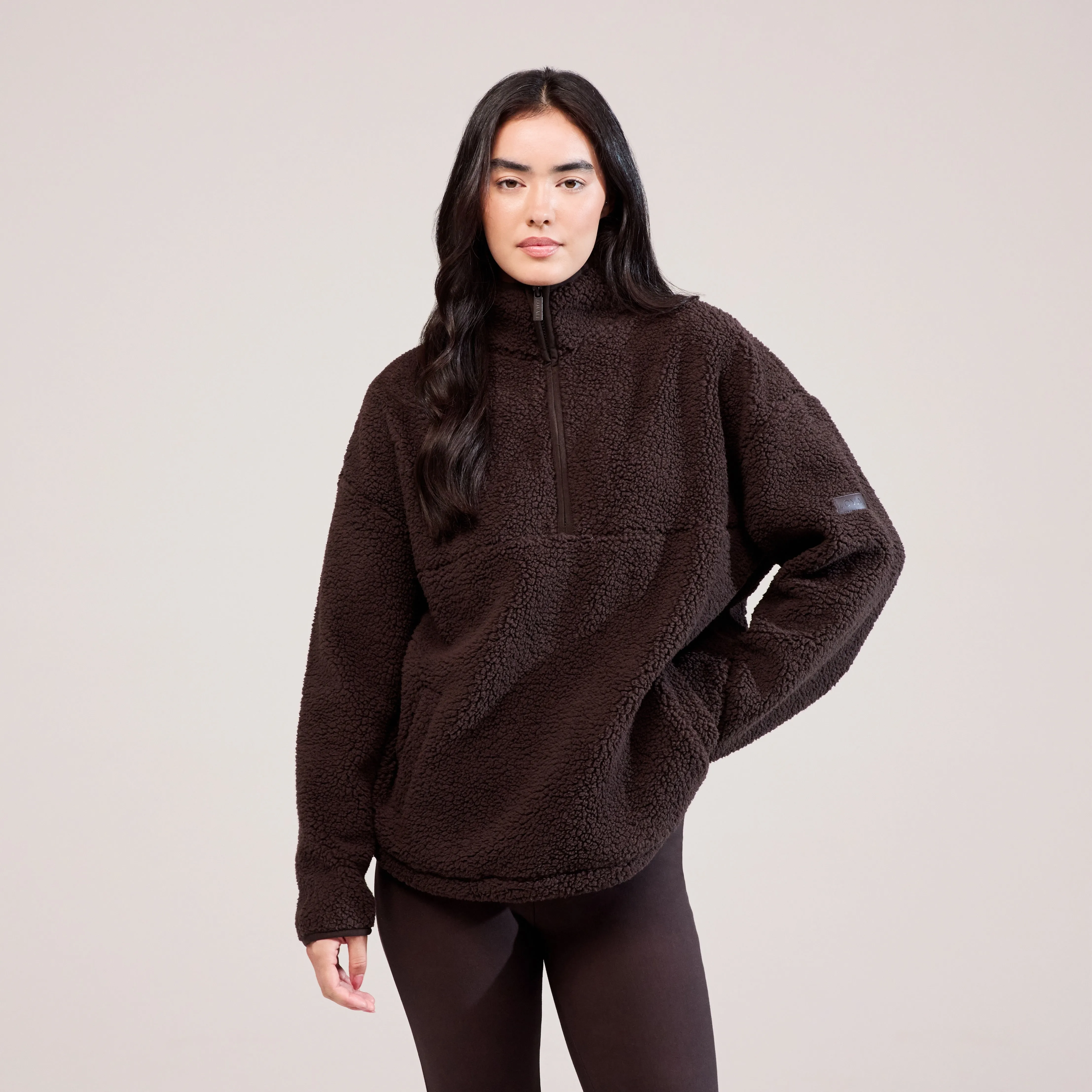 Borg 1/4 Zip Fleece - Espresso Brown sold by LOVALL product image thumbnail 2
