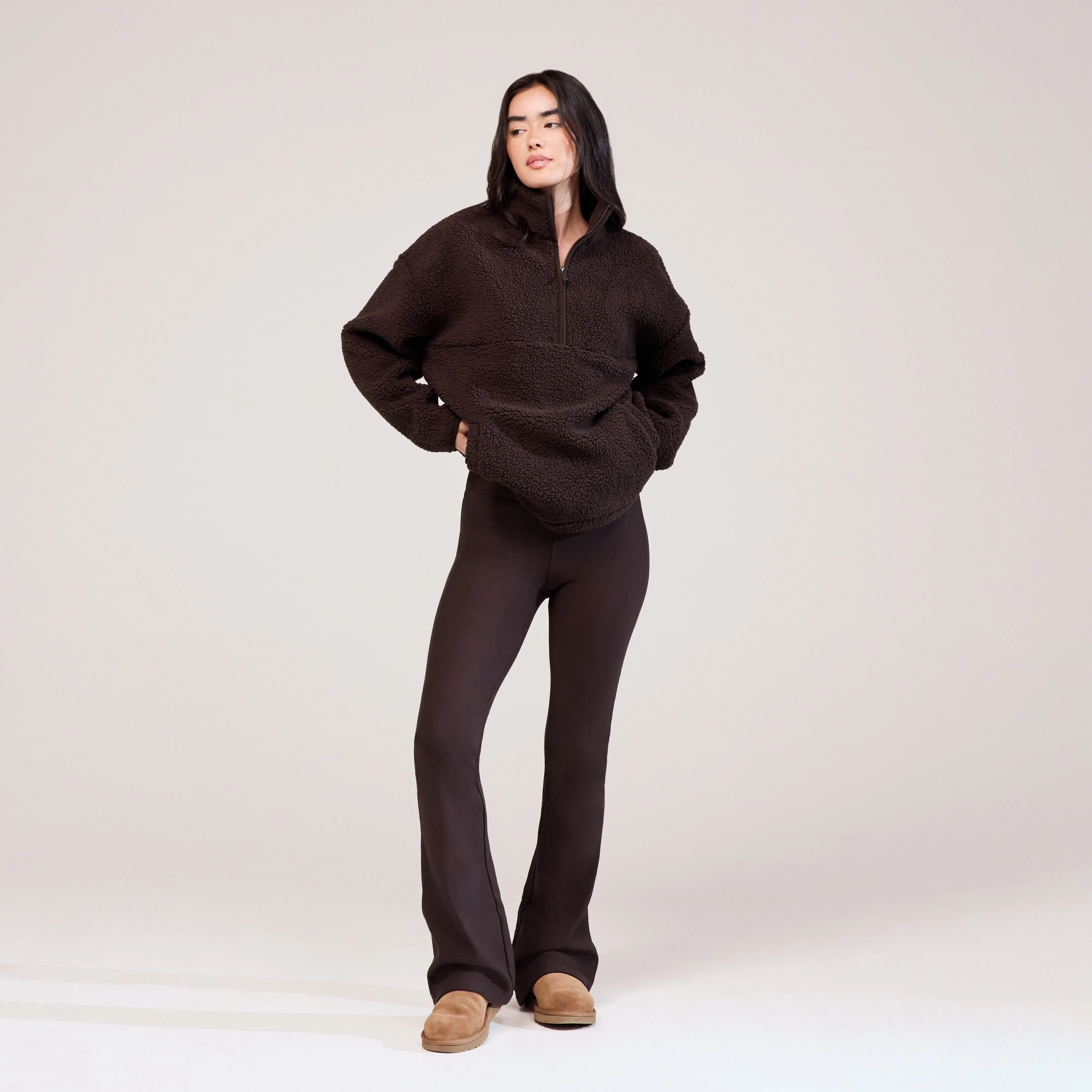 Borg 1/4 Zip Fleece - Espresso Brown sold by LOVALL product image thumbnail 5