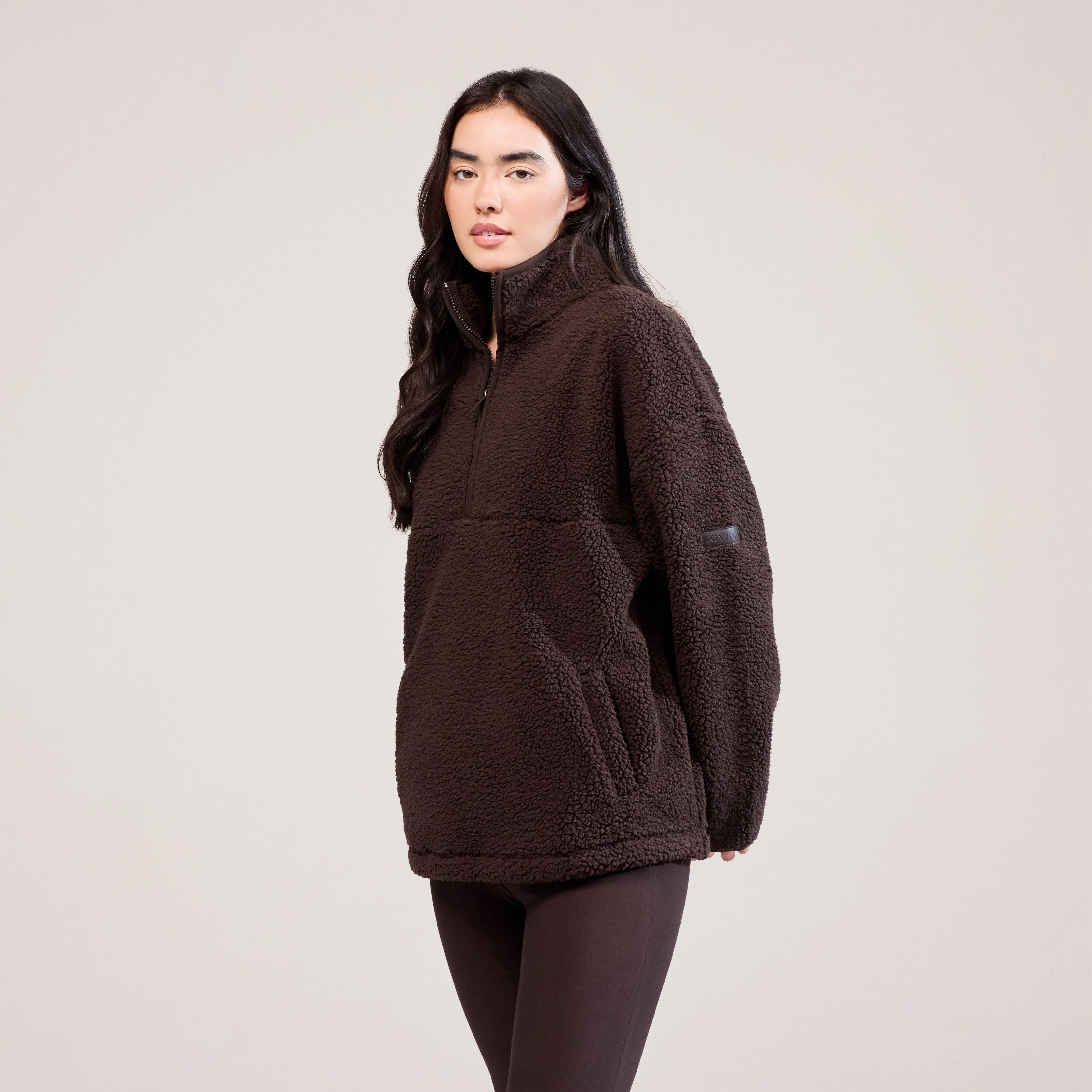 Borg 1/4 Zip Fleece - Espresso Brown sold by LOVALL product image thumbnail 3