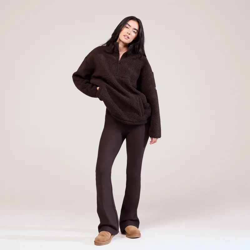 Borg 1/4 Zip Fleece - Espresso Brown sold by LOVALL