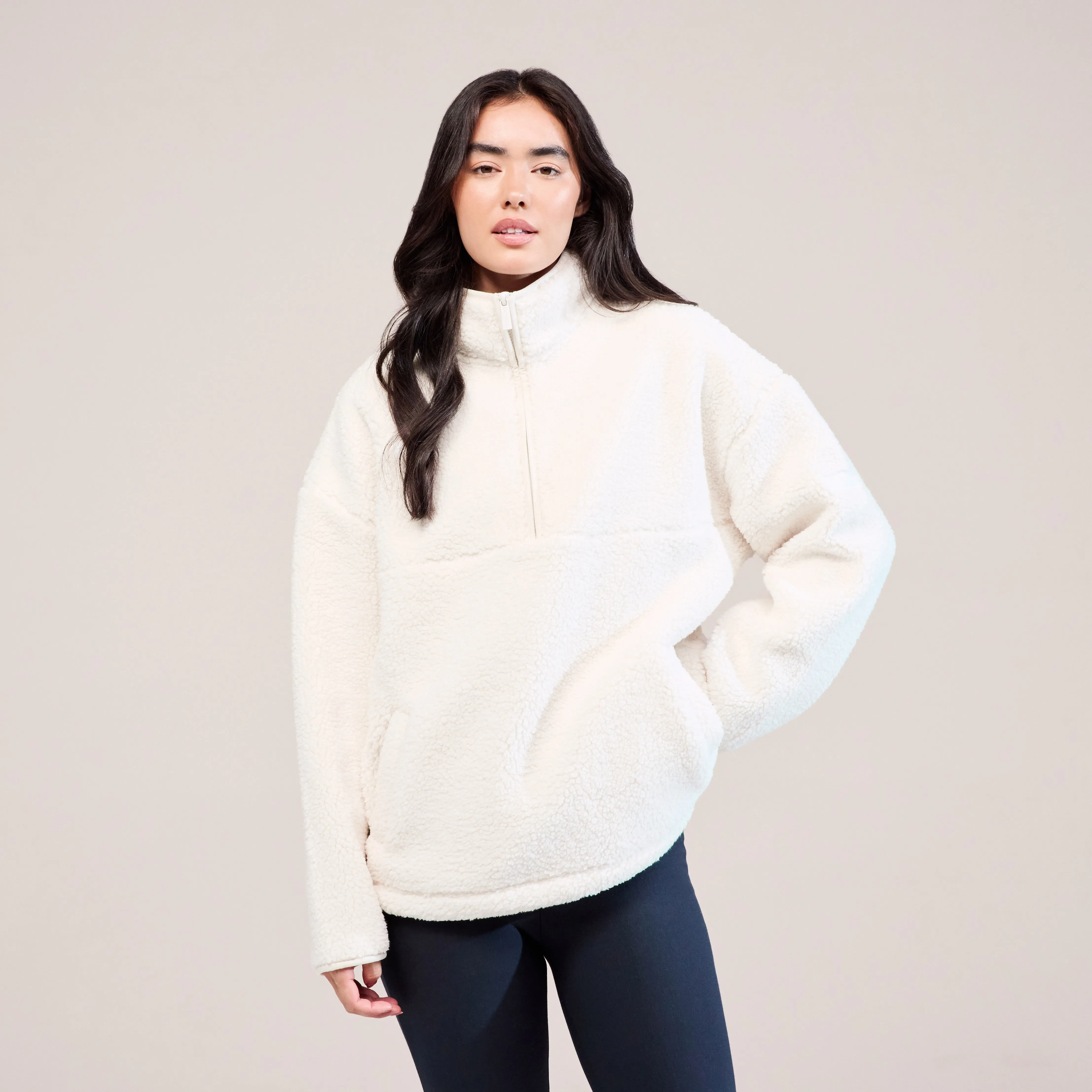 Borg 1/4 Zip Fleece - Snow White sold by LOVALL product image thumbnail 2