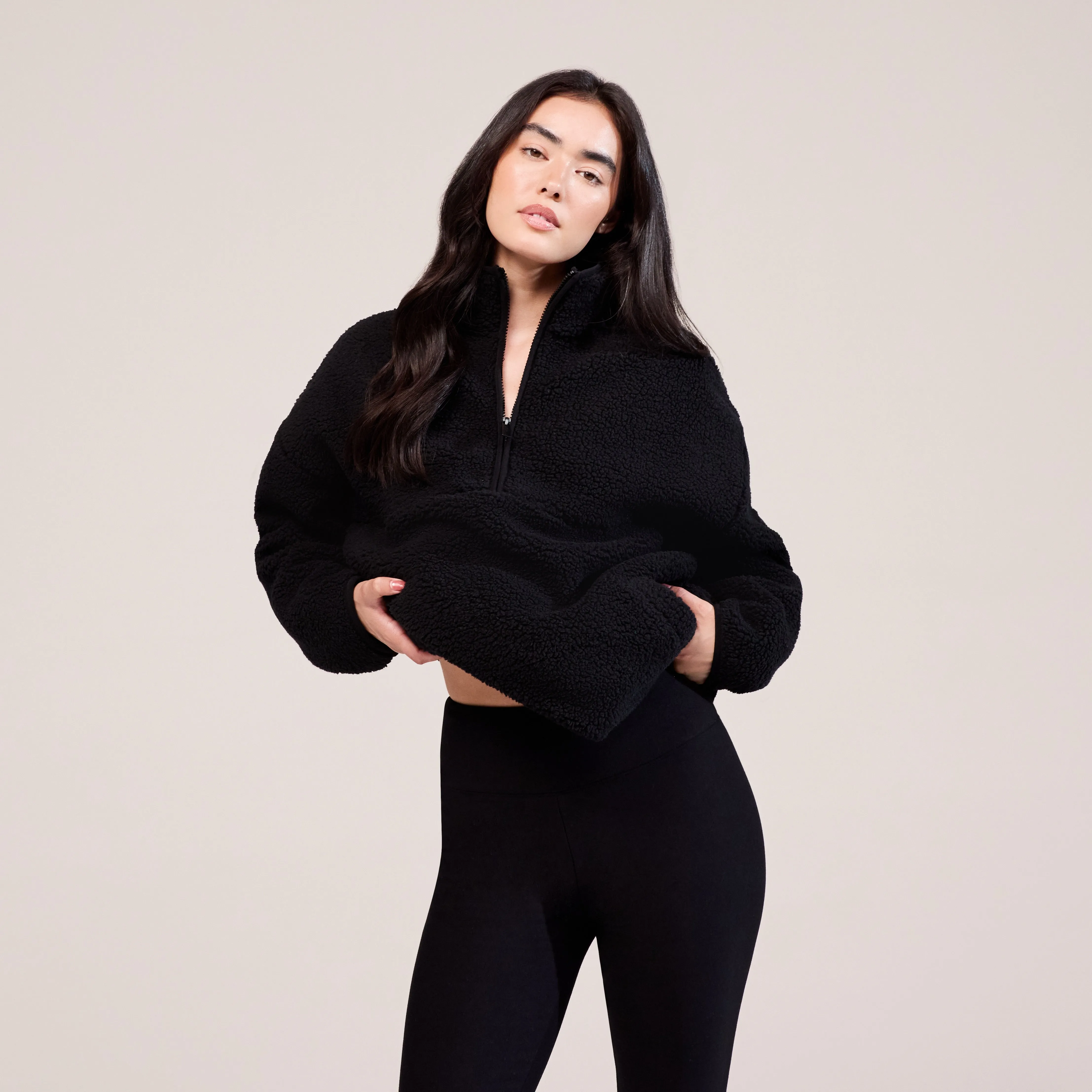 Borg 1/4 Zip Fleece - Black sold by LOVALL product image thumbnail 2