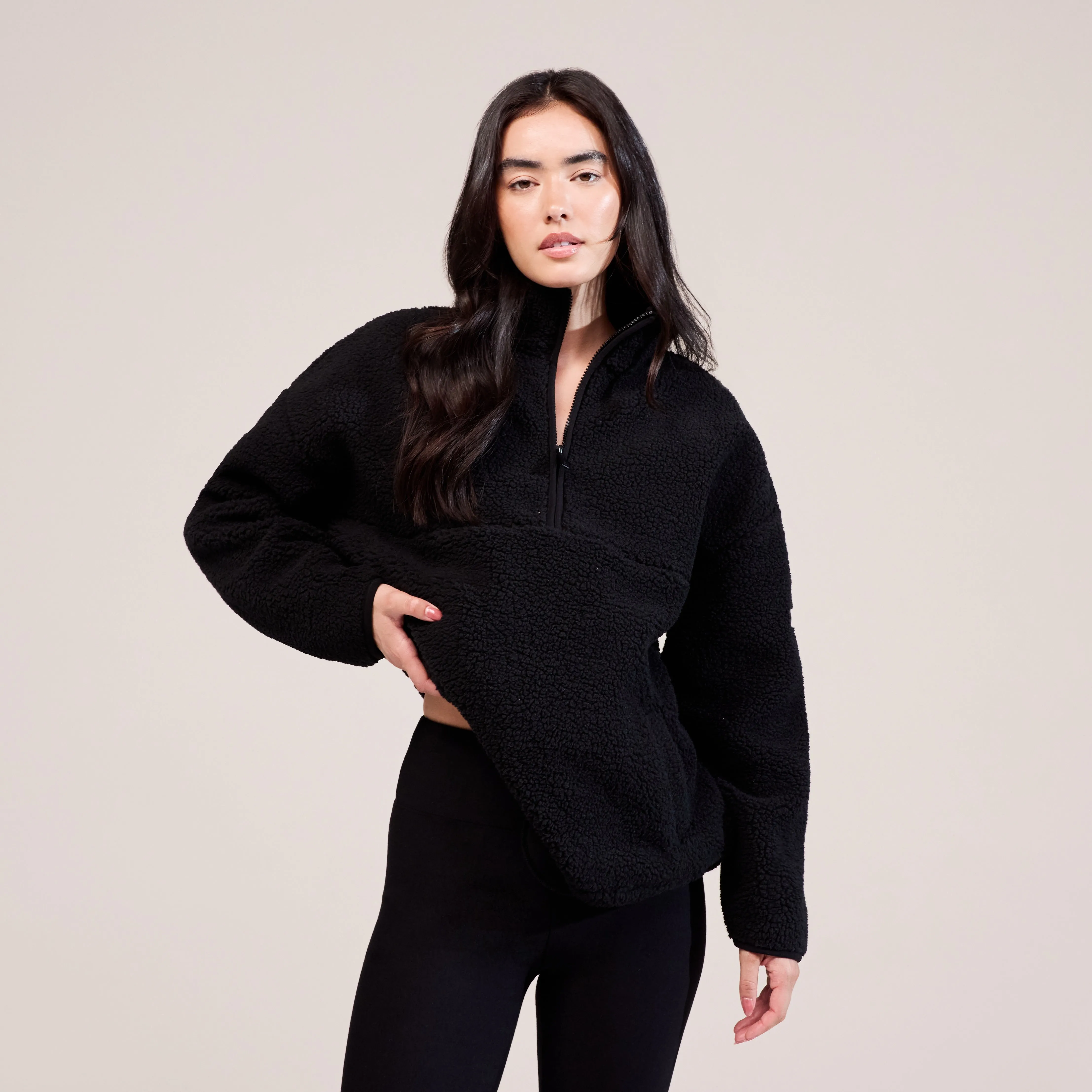 Borg 1/4 Zip Fleece - Black sold by LOVALL product image thumbnail 5