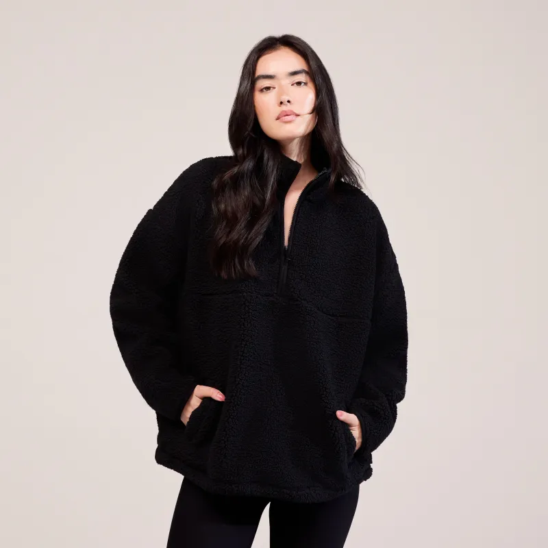 Borg 1/4 Zip Fleece - Black sold by LOVALL