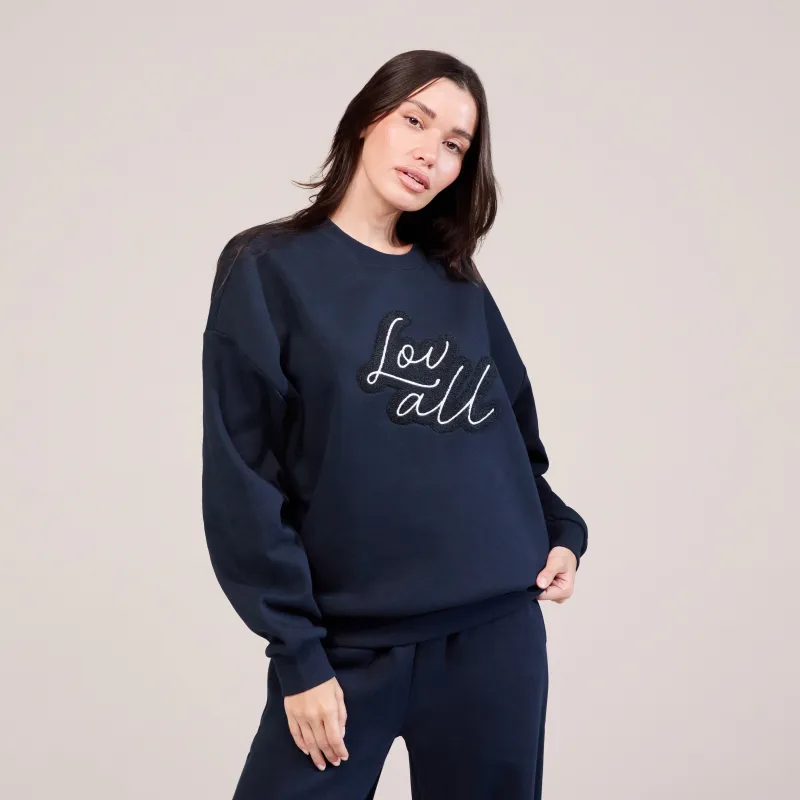 Organic Oversized Sweatshirt Lovall Script - Vintage Navy sold by LOVALL