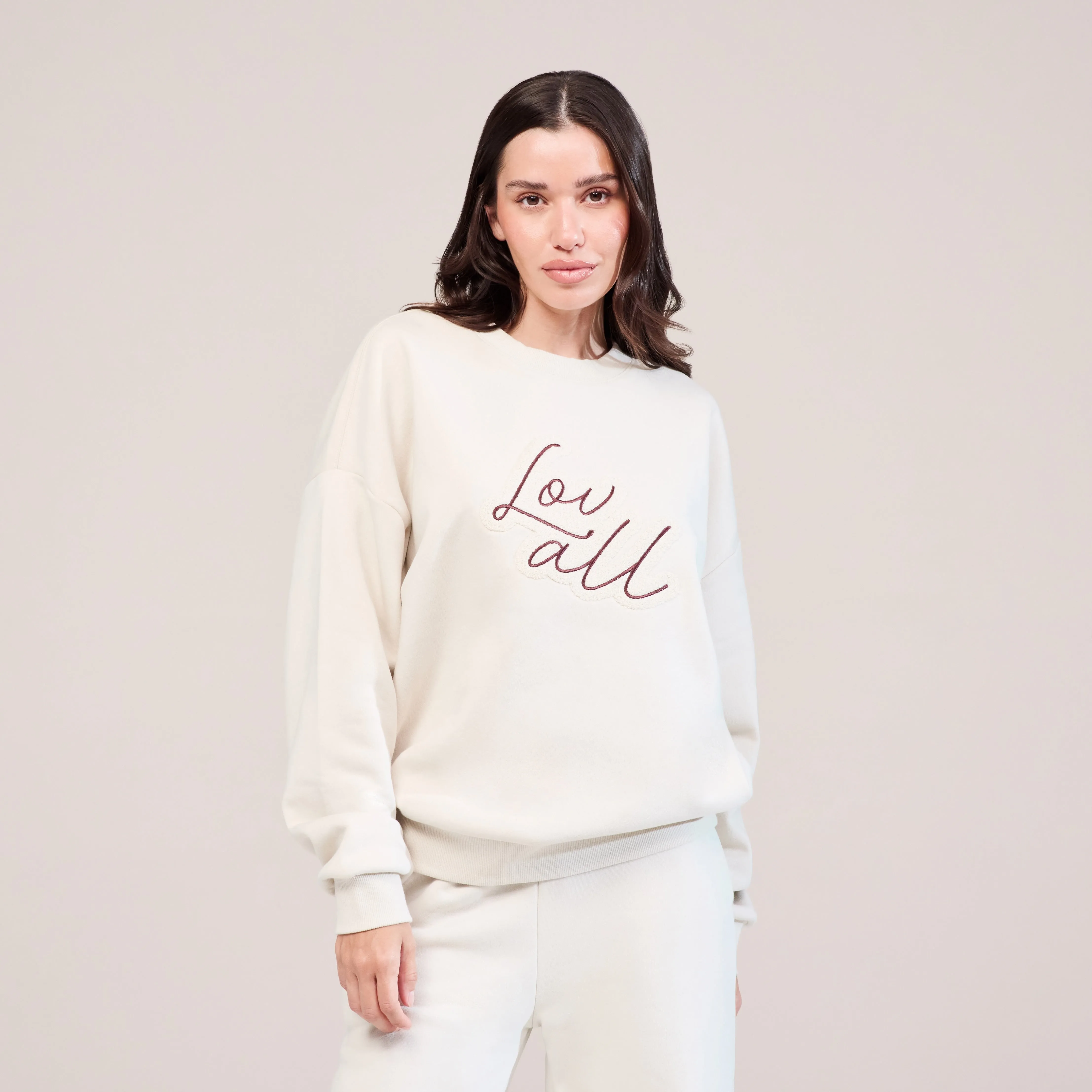 Organic Oversized Sweatshirt Lovall Script - Ecru sold by LOVALL