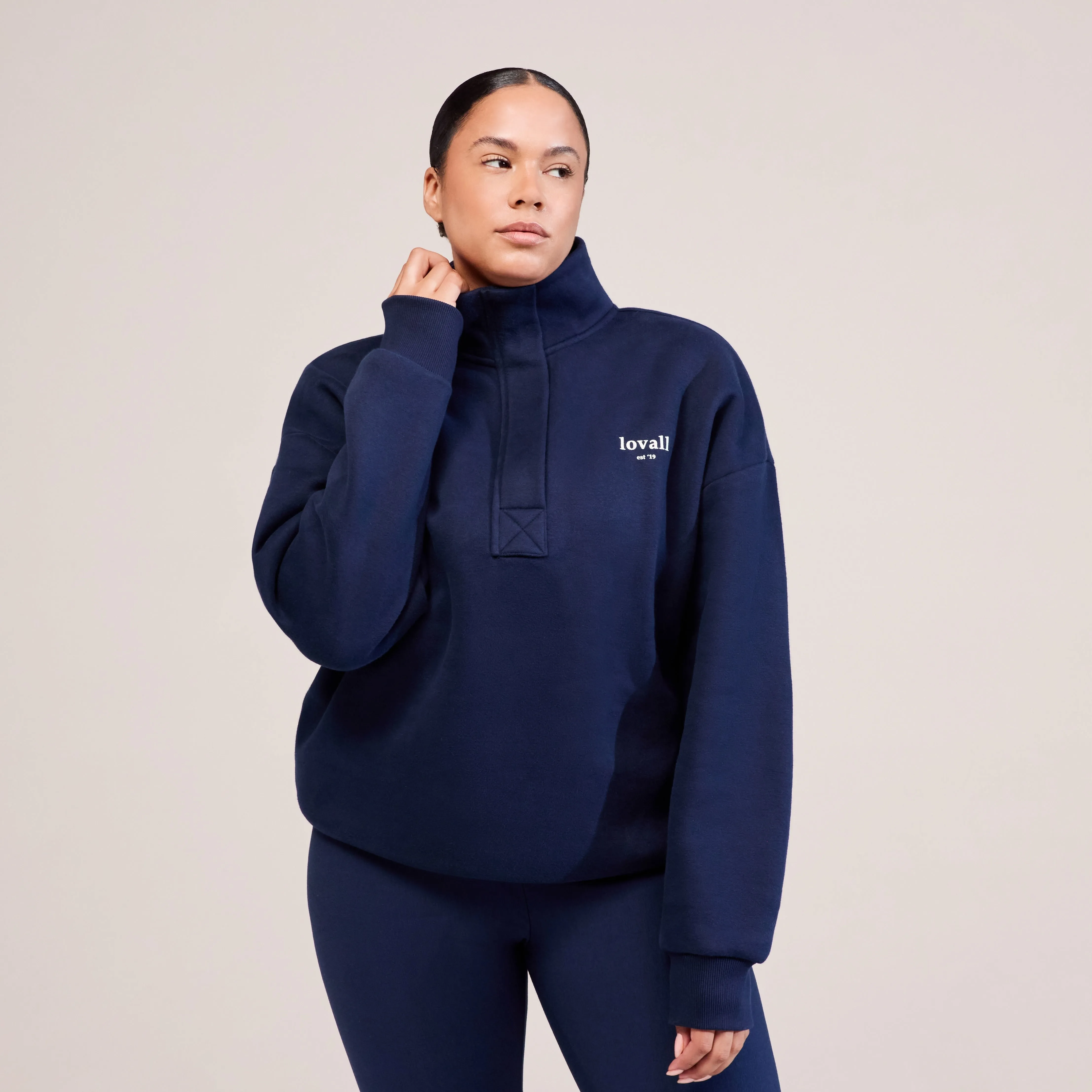 Curve Heavyweight 1/4 Zip Sweatshirt - Navy sold by LOVALL
