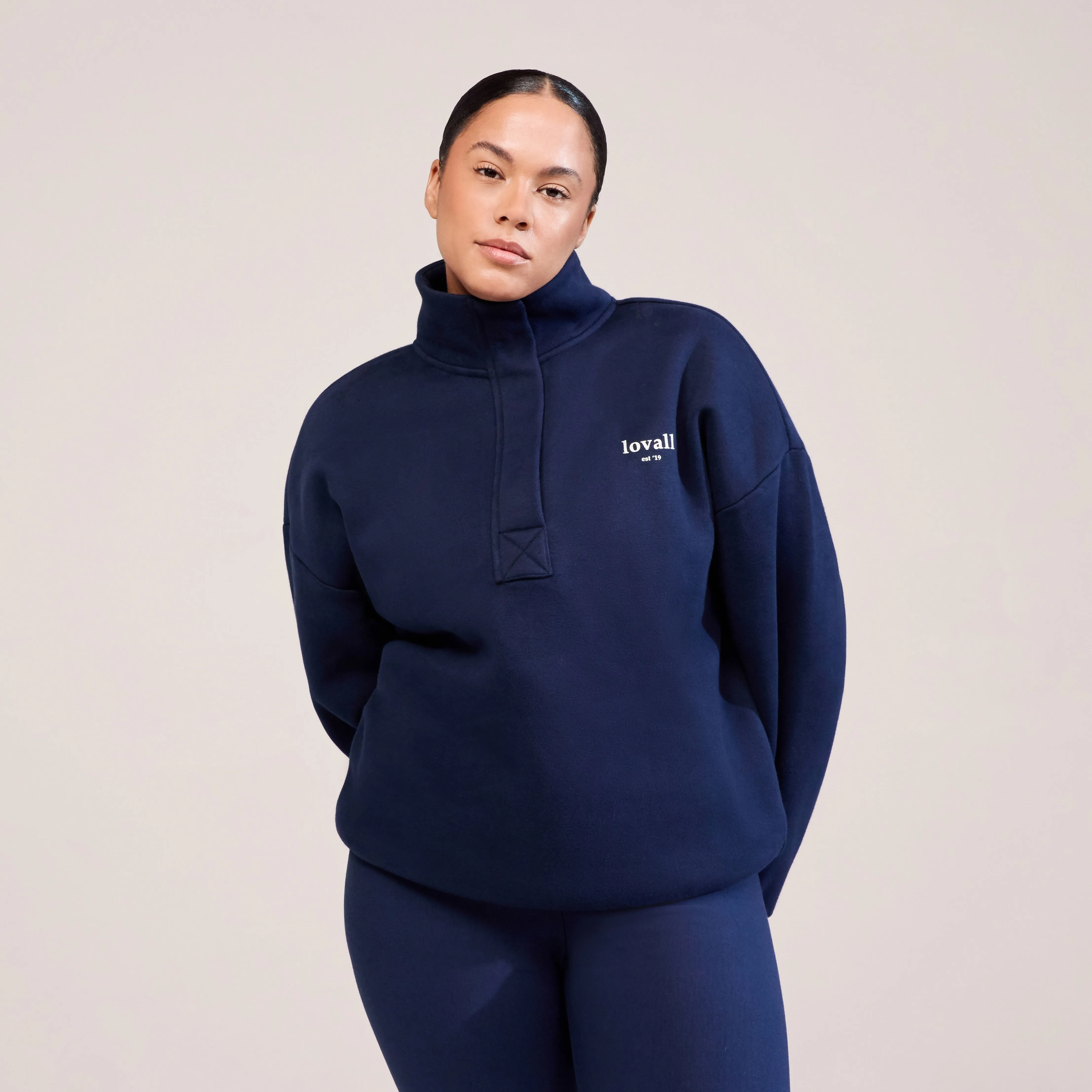 Curve Heavyweight 1/4 Zip Sweatshirt - Navy sold by LOVALL product image thumbnail 2