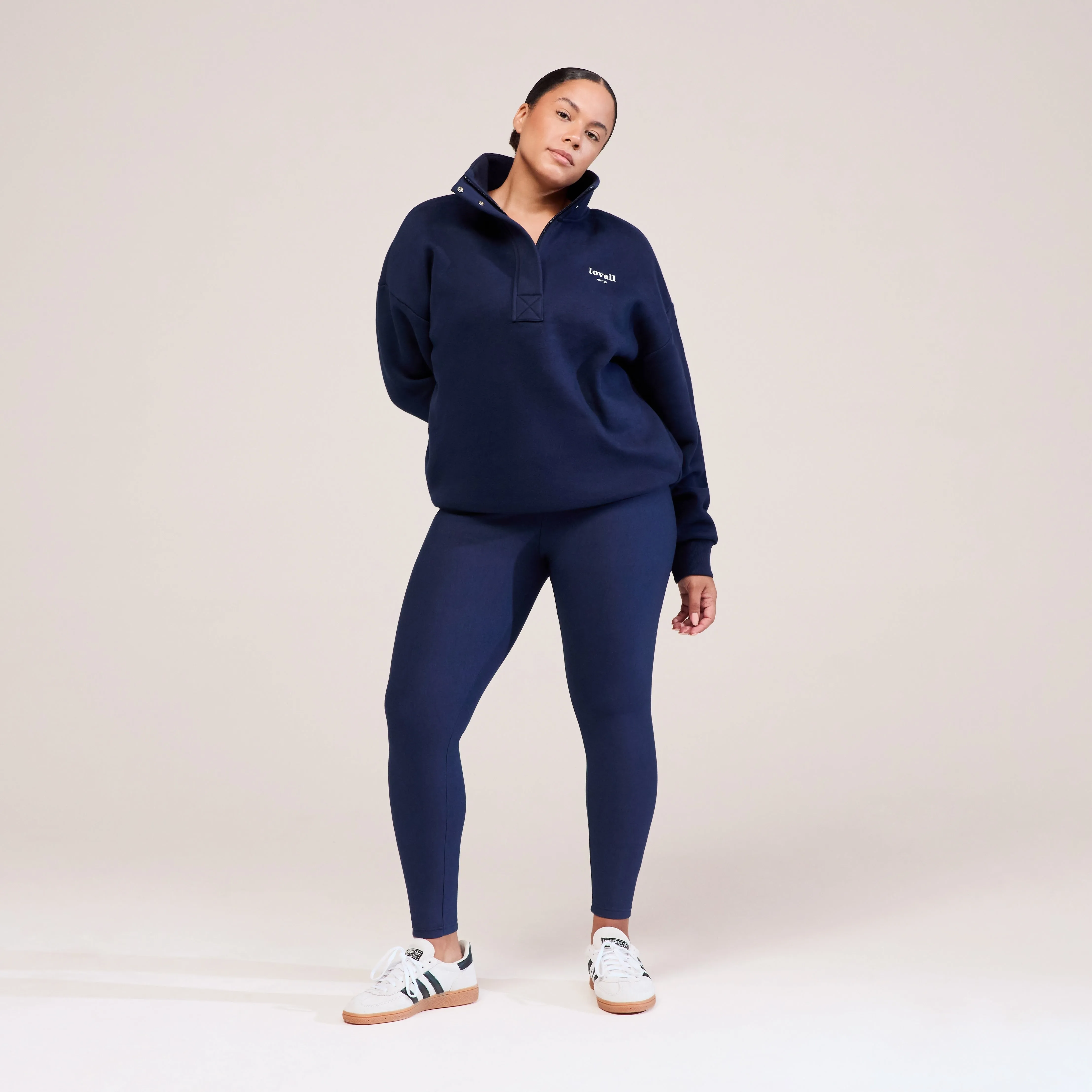 Curve Heavyweight 1/4 Zip Sweatshirt - Navy sold by LOVALL product image thumbnail 5