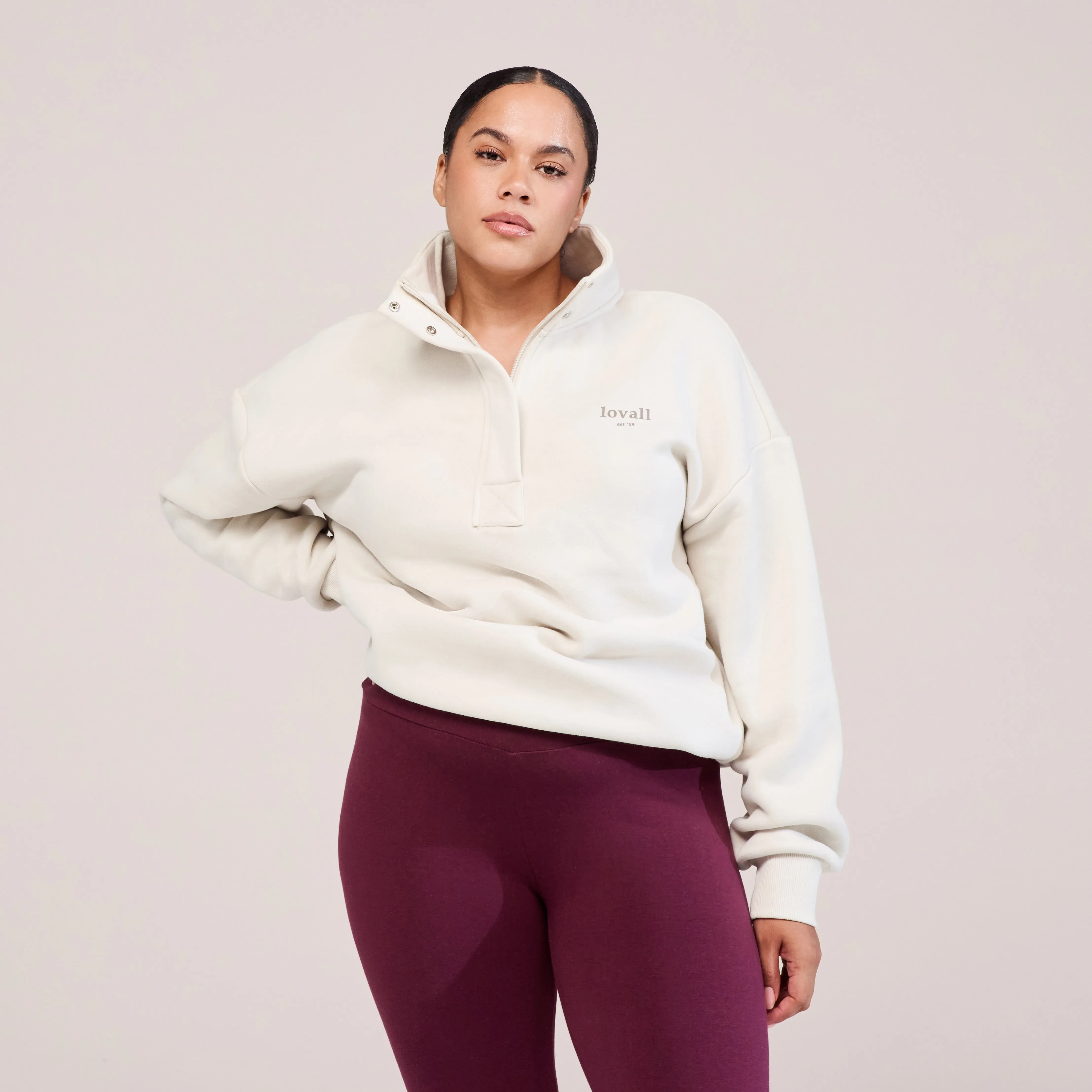 Curve Heavyweight 1/4 Zip Sweatshirt - Ecru sold by LOVALL product image thumbnail 2
