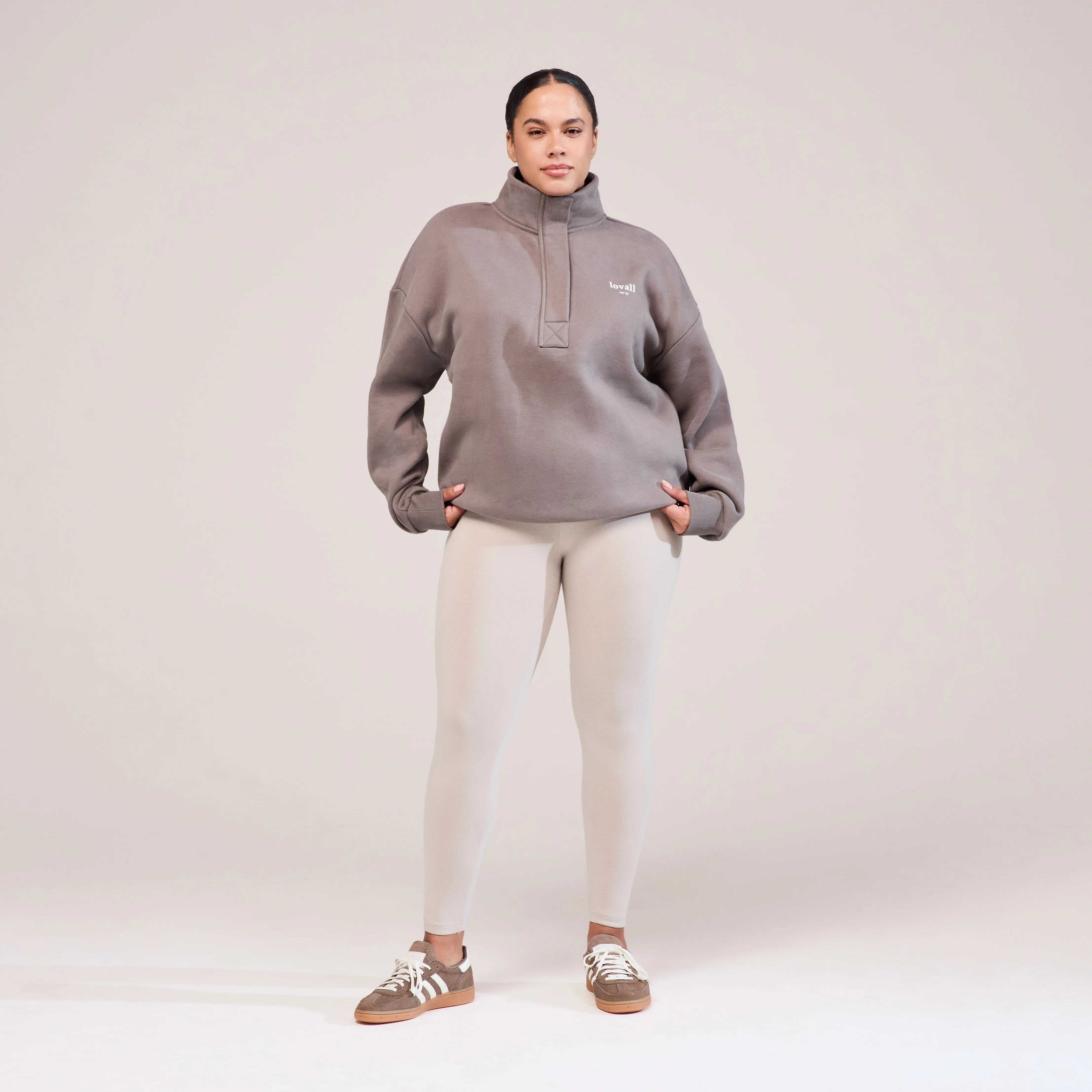 Curve Heavyweight 1/4 Zip Sweatshirt - Mocha sold by LOVALL product image thumbnail 5