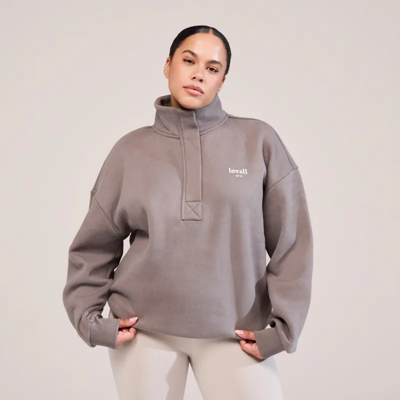 Curve Heavyweight 1/4 Zip Sweatshirt - Mocha sold by LOVALL