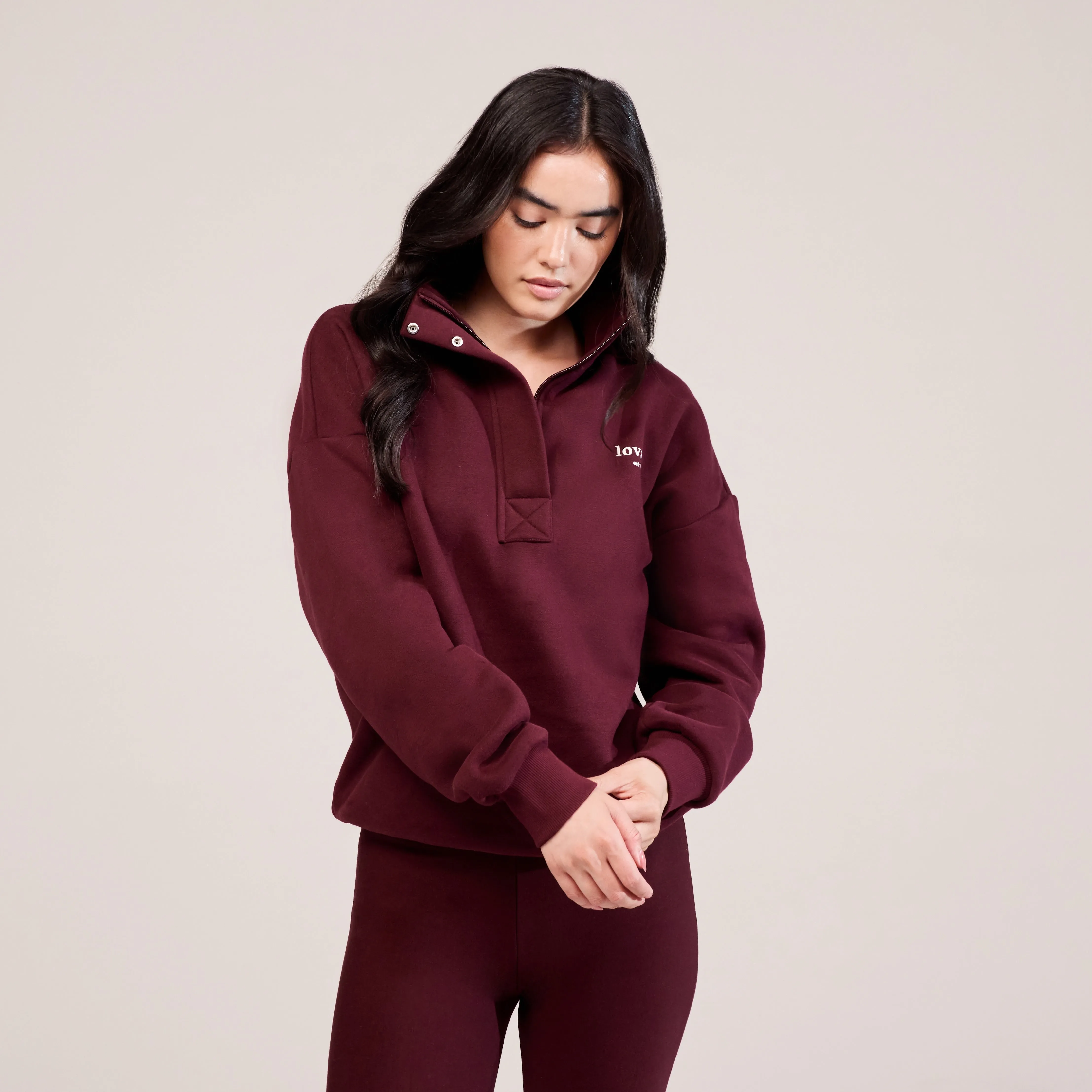 Heavyweight 1/4 Zip Sweatshirt - Burgundy sold by LOVALL product image thumbnail 4