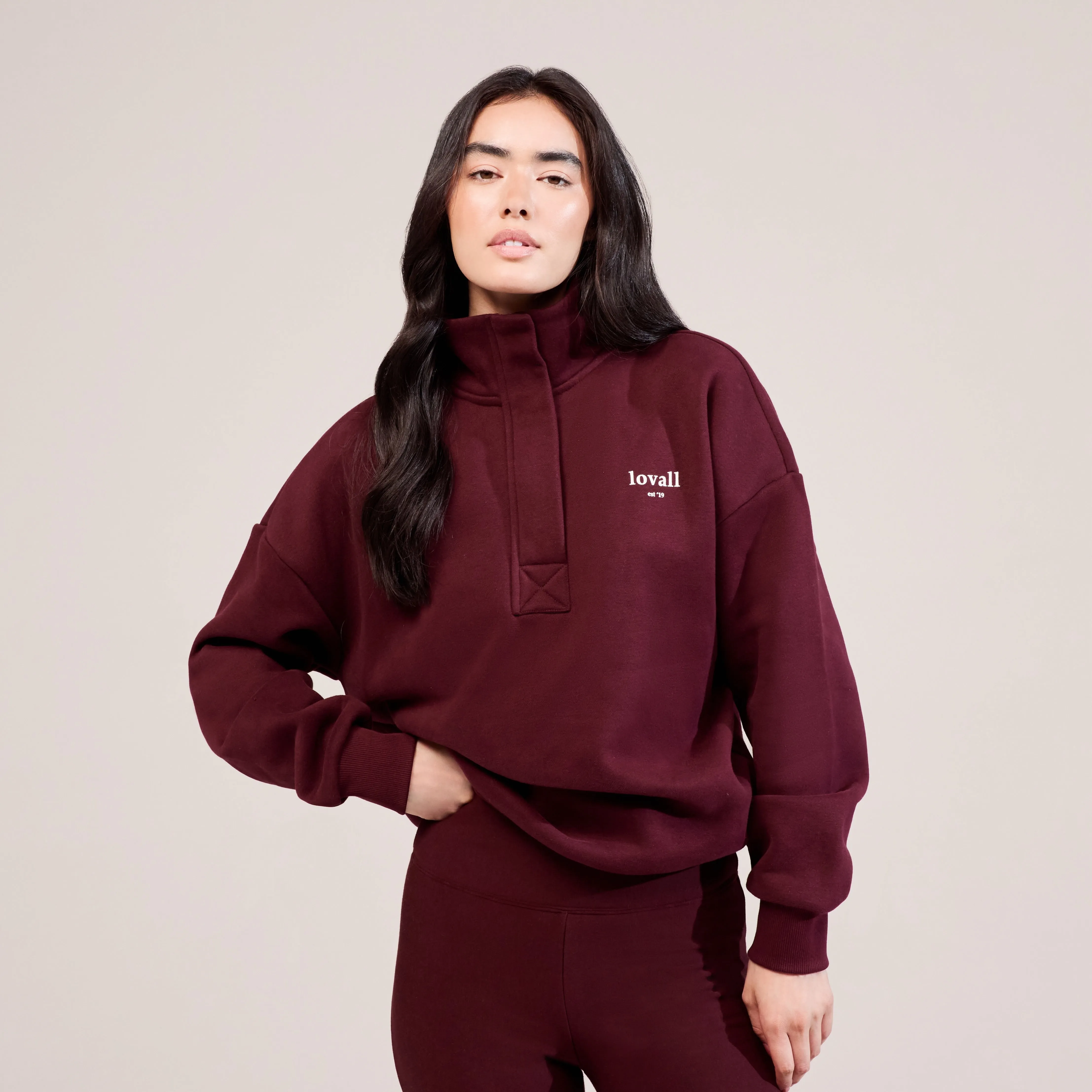 Heavyweight 1/4 Zip Sweatshirt - Burgundy sold by LOVALL product image thumbnail 5
