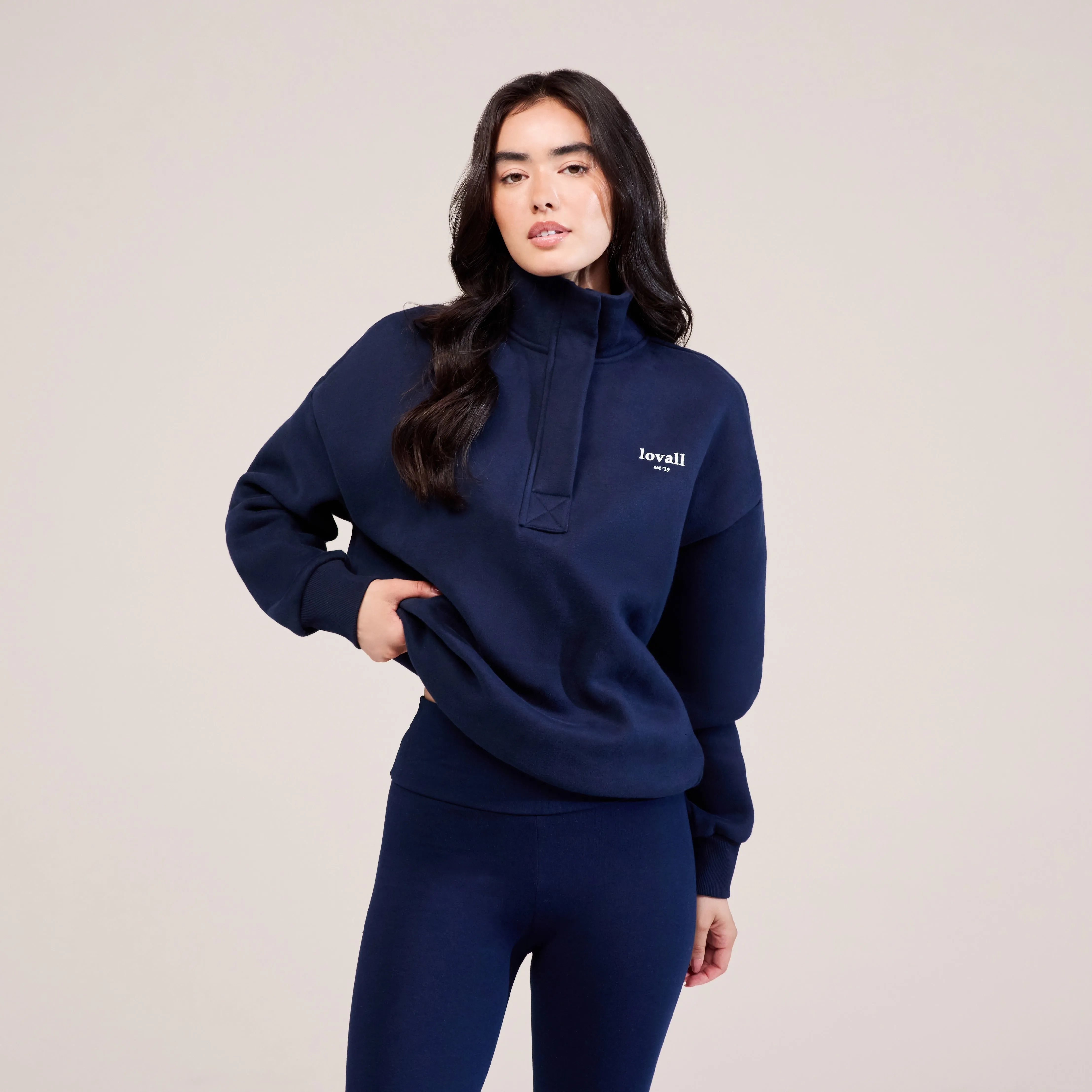 Heavyweight 1/4 Zip Sweatshirt - Navy sold by LOVALL product image thumbnail 2