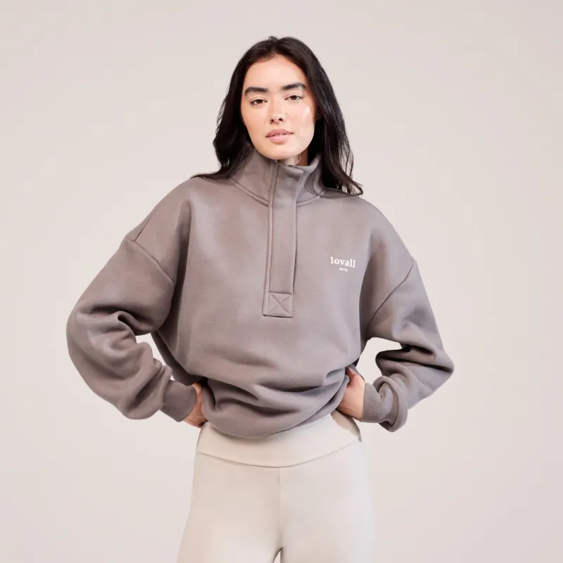 Heavyweight 1/4 Zip Sweatshirt - Mocha sold by LOVALL