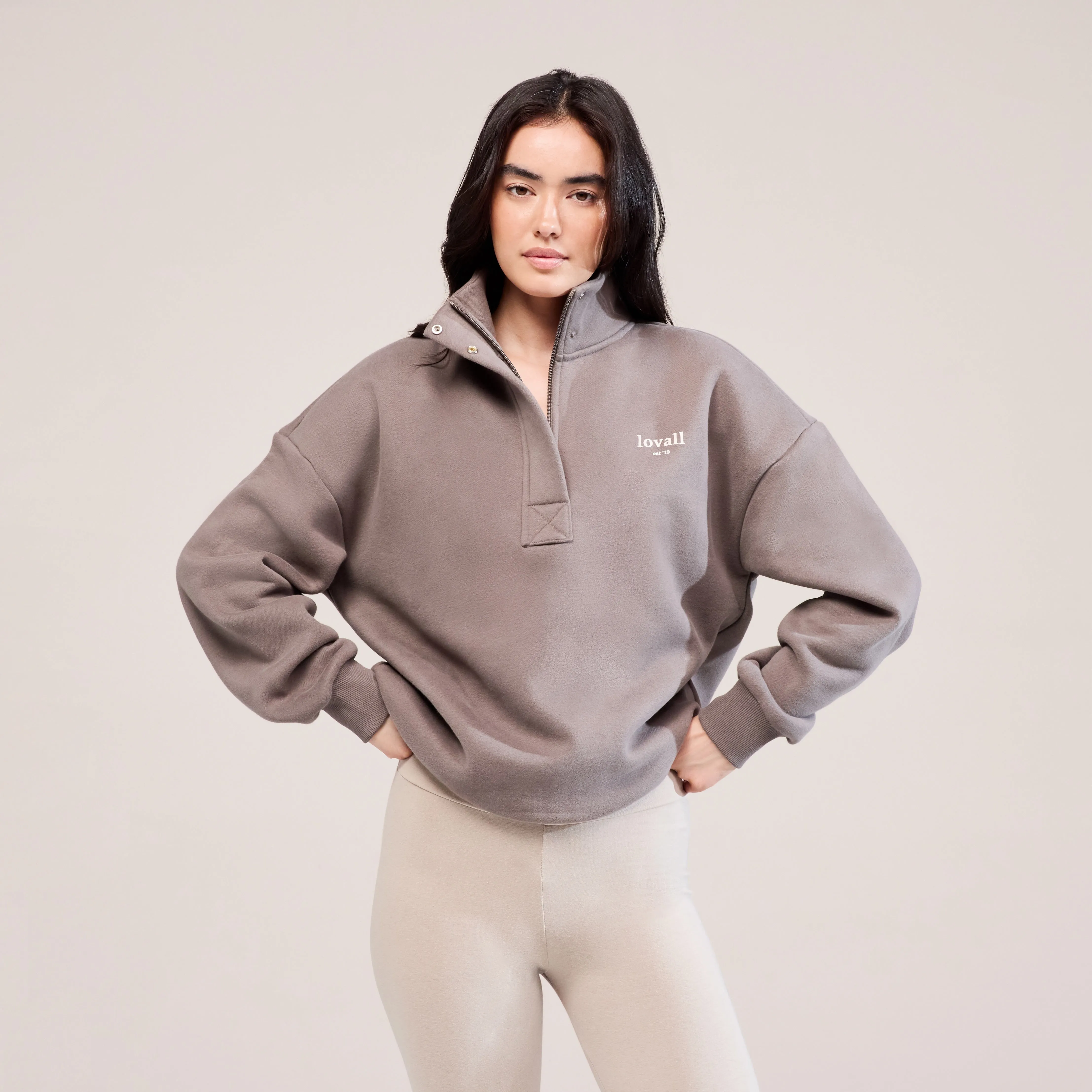 Heavyweight 1/4 Zip Sweatshirt - Mocha sold by LOVALL product image thumbnail 5