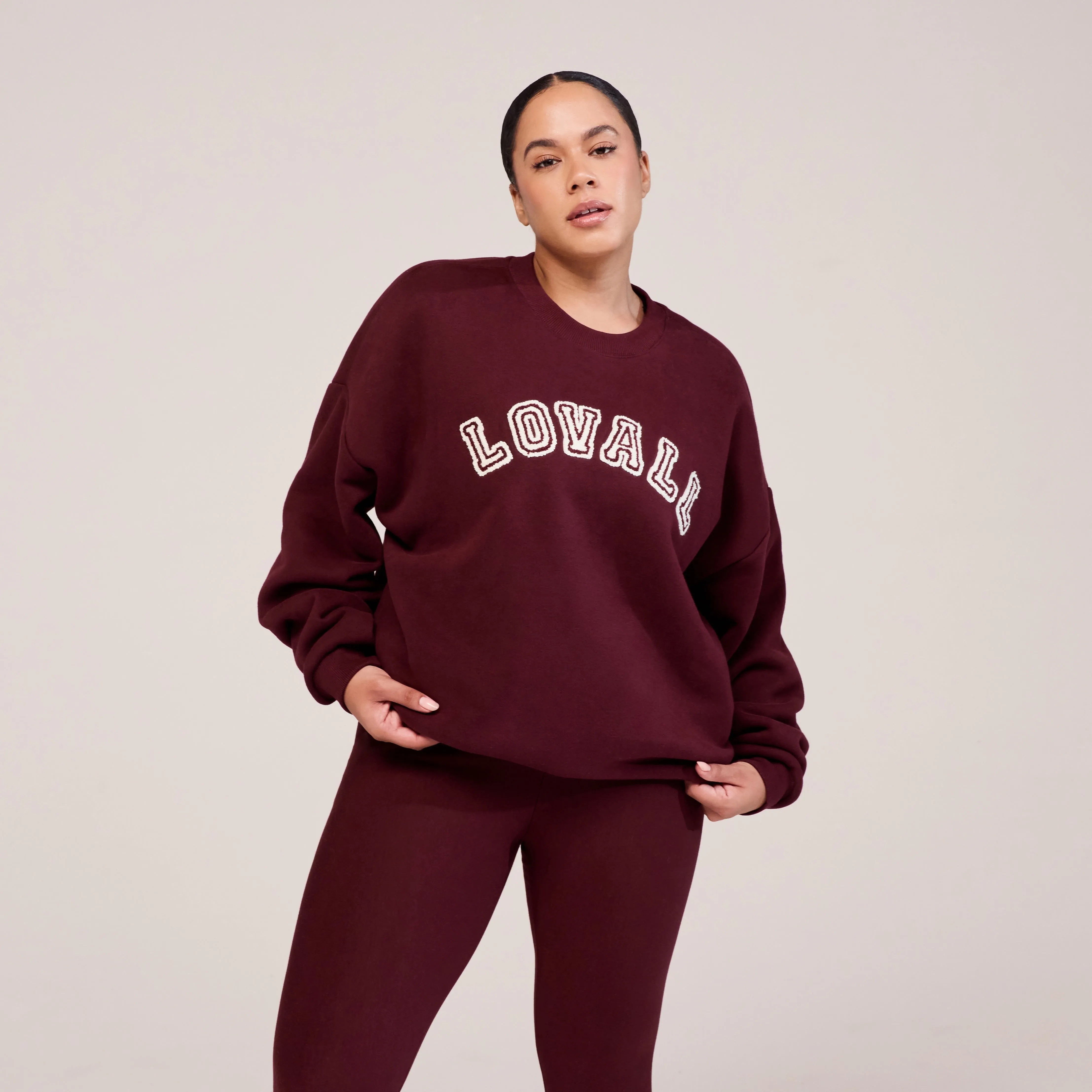 Curve Heavyweight Oversized Sweatshirt Campus - Burgundy sold by LOVALL
