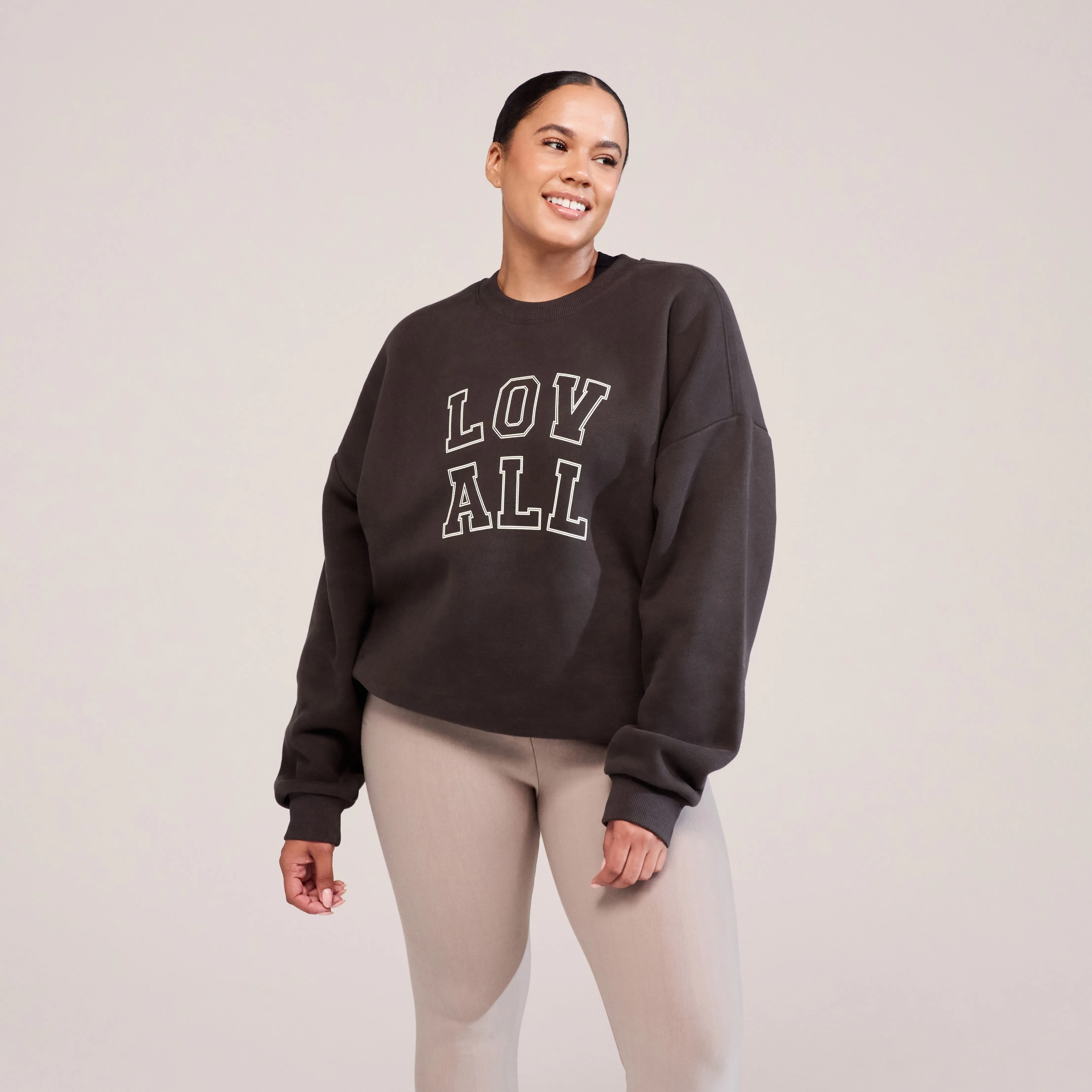 Curve Heavyweight Oversized Sweatshirt Varsity - Black Coffee sold by LOVALL product image thumbnail 2