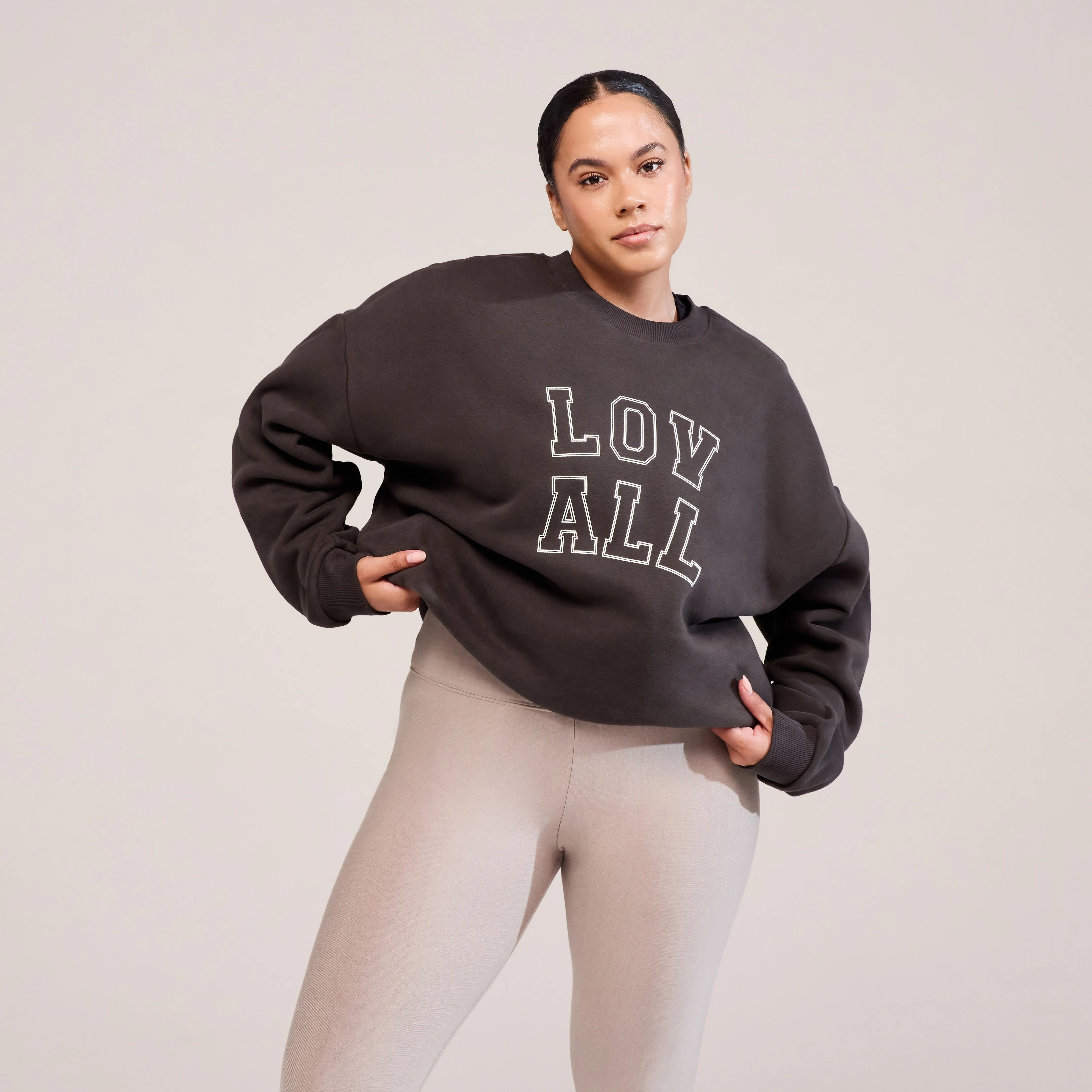 Curve Heavyweight Oversized Sweatshirt Varsity - Black Coffee sold by LOVALL product image thumbnail 5