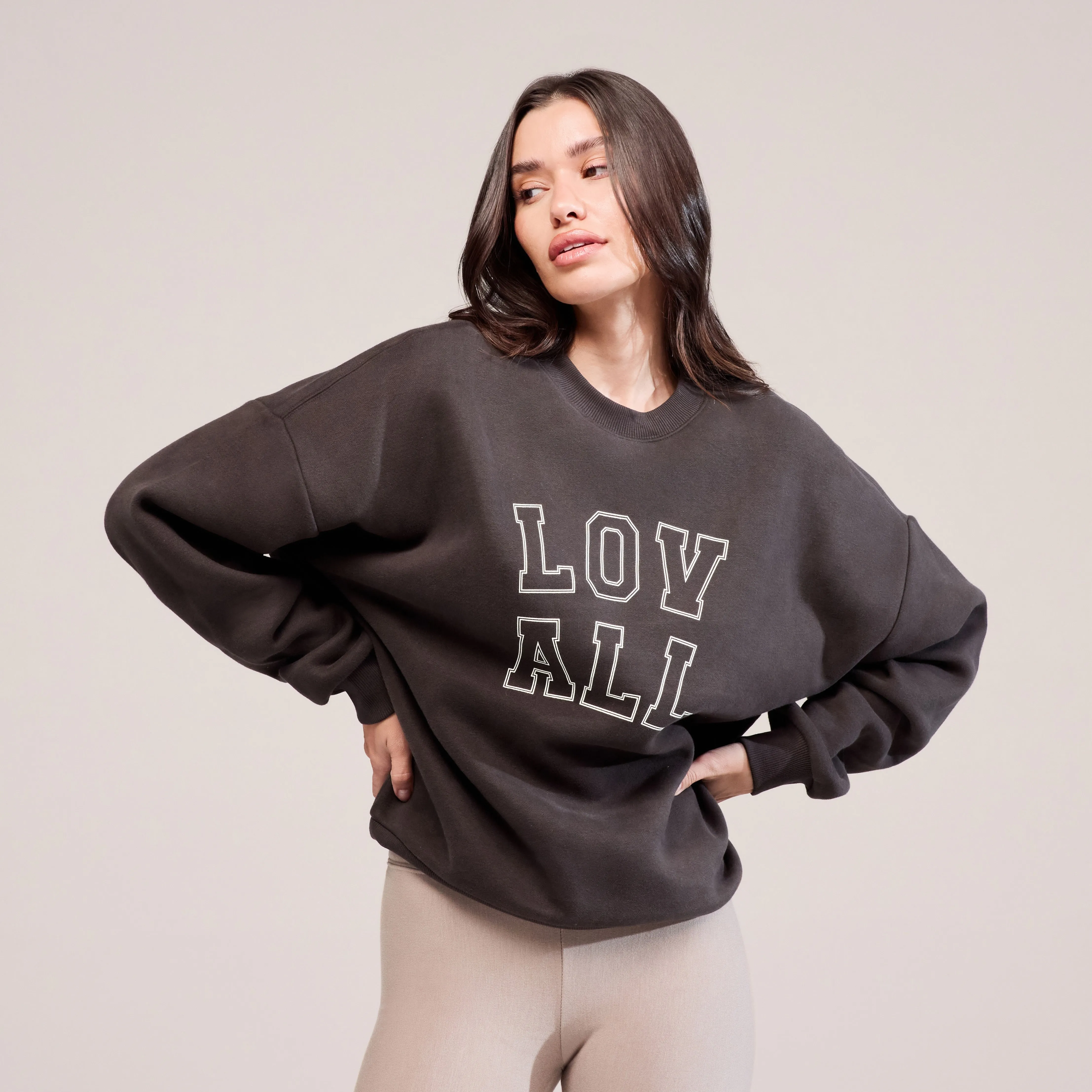 Heavyweight Oversized Sweatshirt Varsity - Black Coffee sold by LOVALL