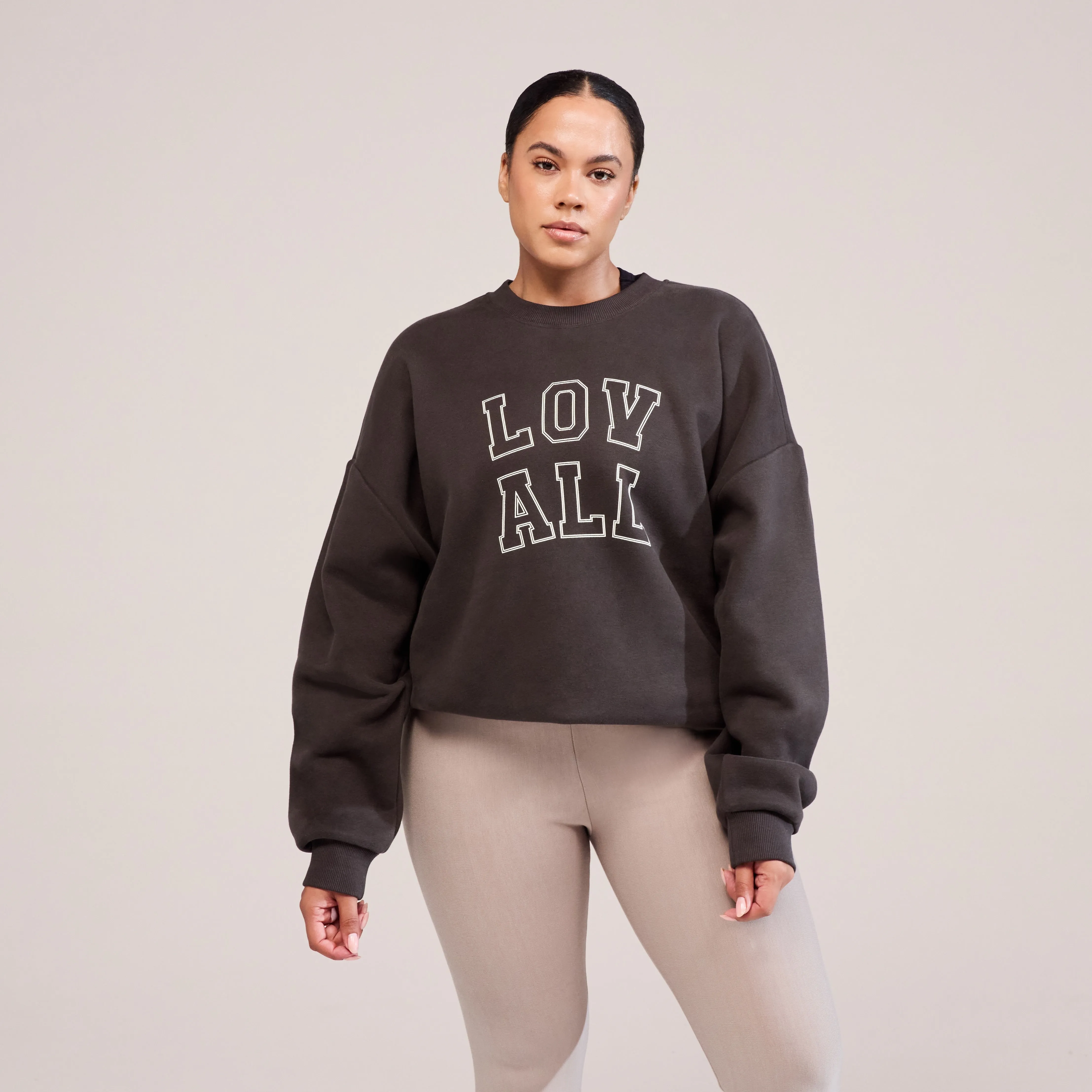 Heavyweight Oversized Sweatshirt Varsity - Black Coffee sold by LOVALL product image thumbnail 5