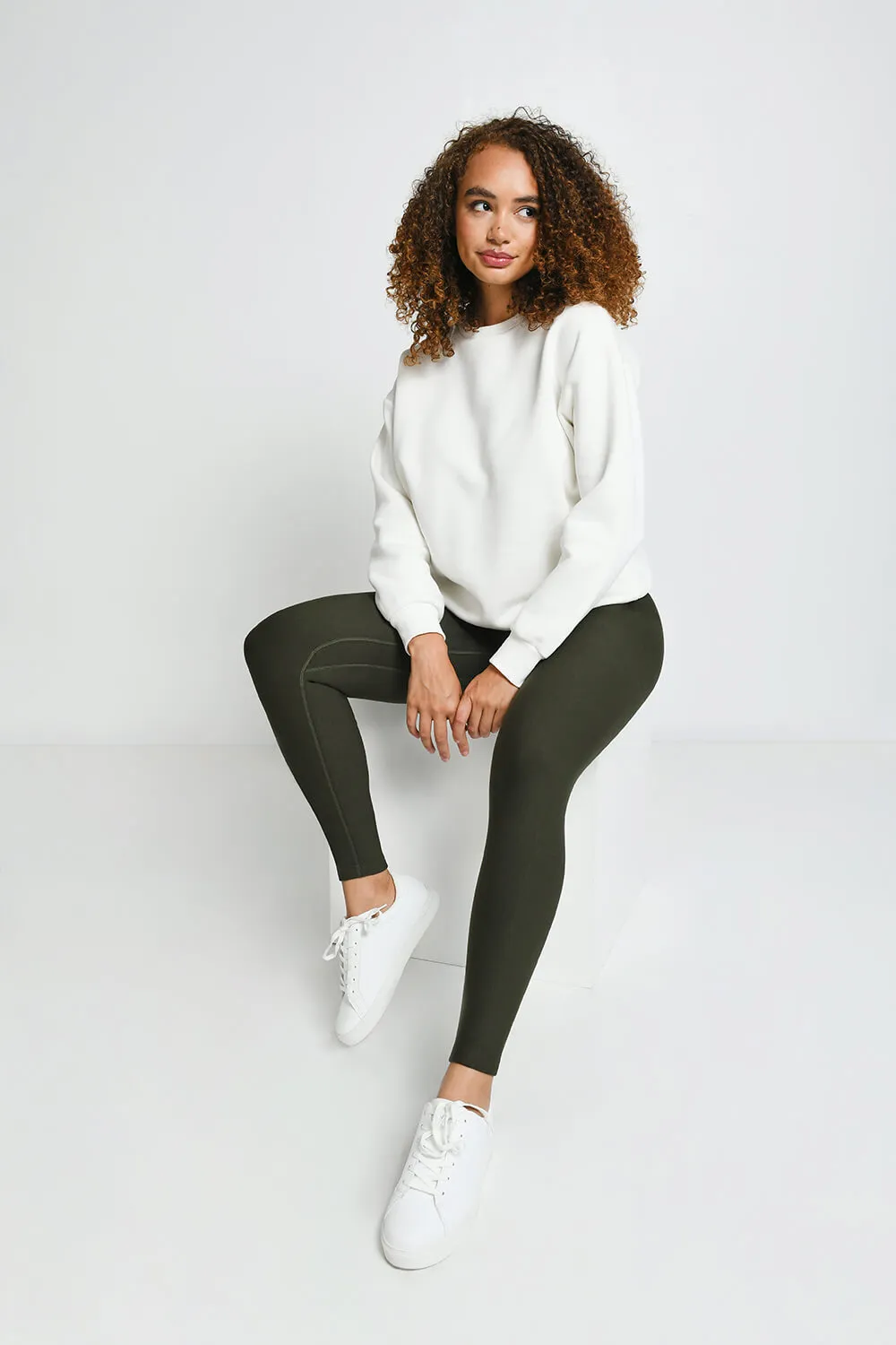 Winter Everyday High Waisted Leggings - Khaki Green sold by LOVALL product image thumbnail 3