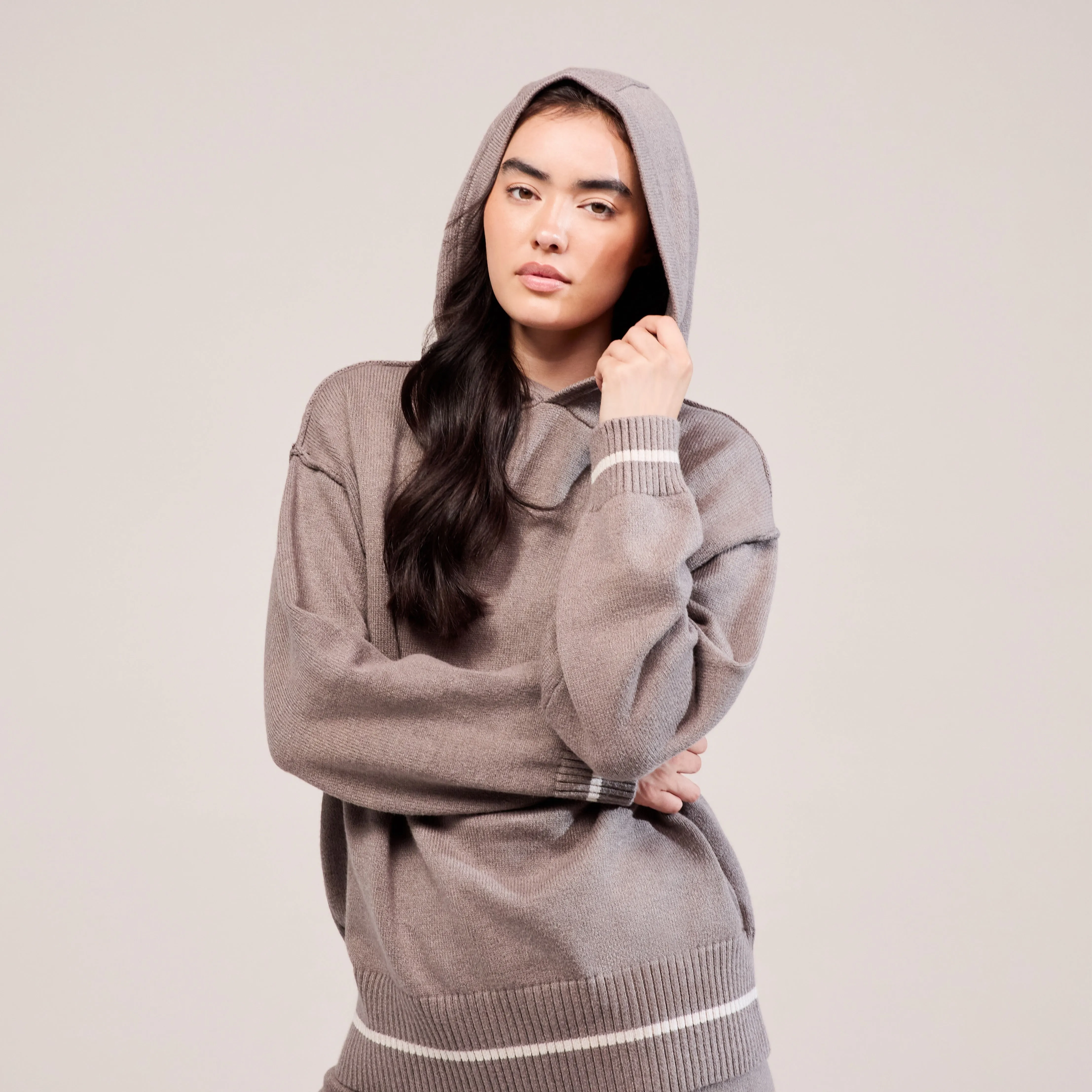 Curve Soft Knit Hooded Jumper - Mocha sold by LOVALL product image thumbnail 4