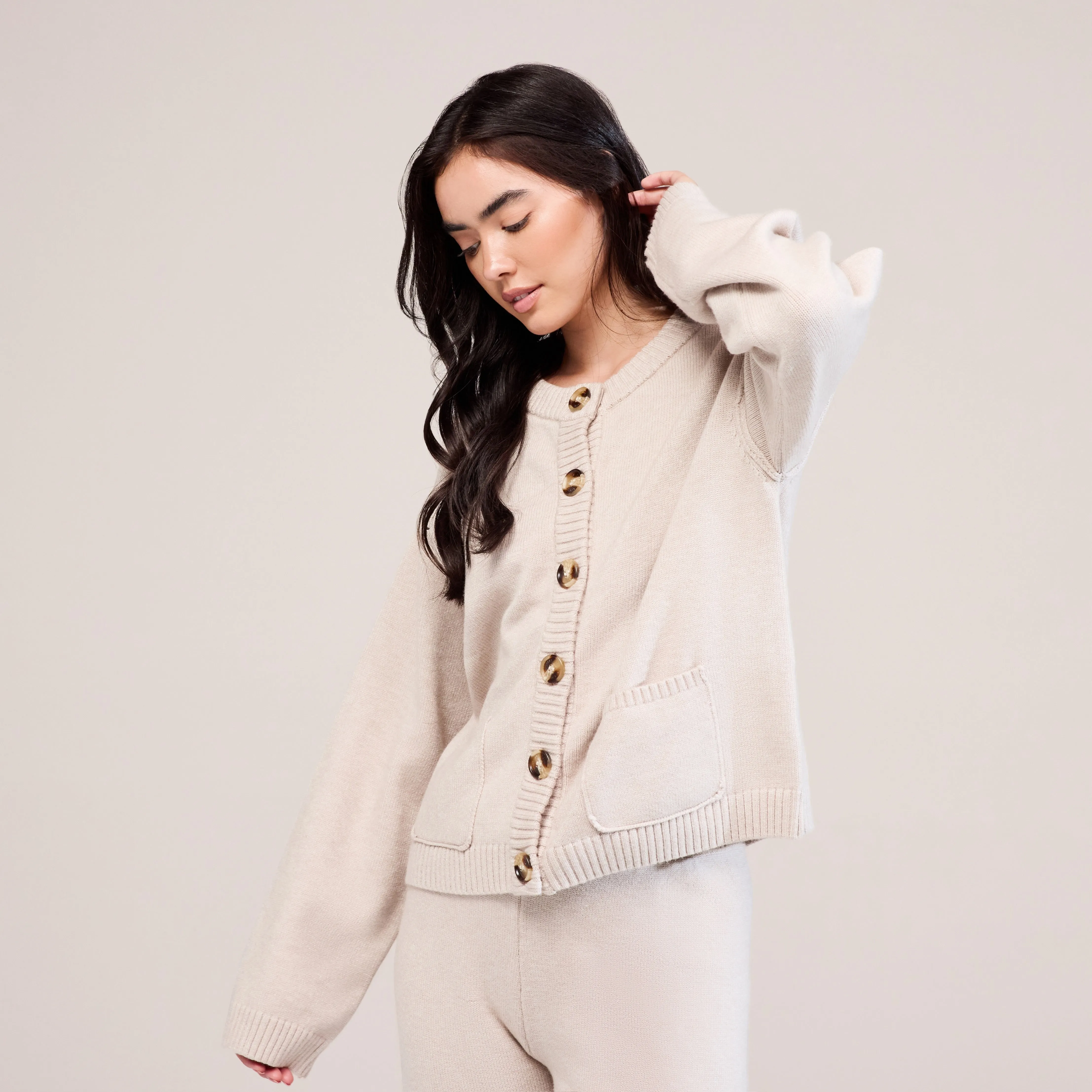 Curve Soft Knit Cardigan - Beige sold by LOVALL product image thumbnail 2