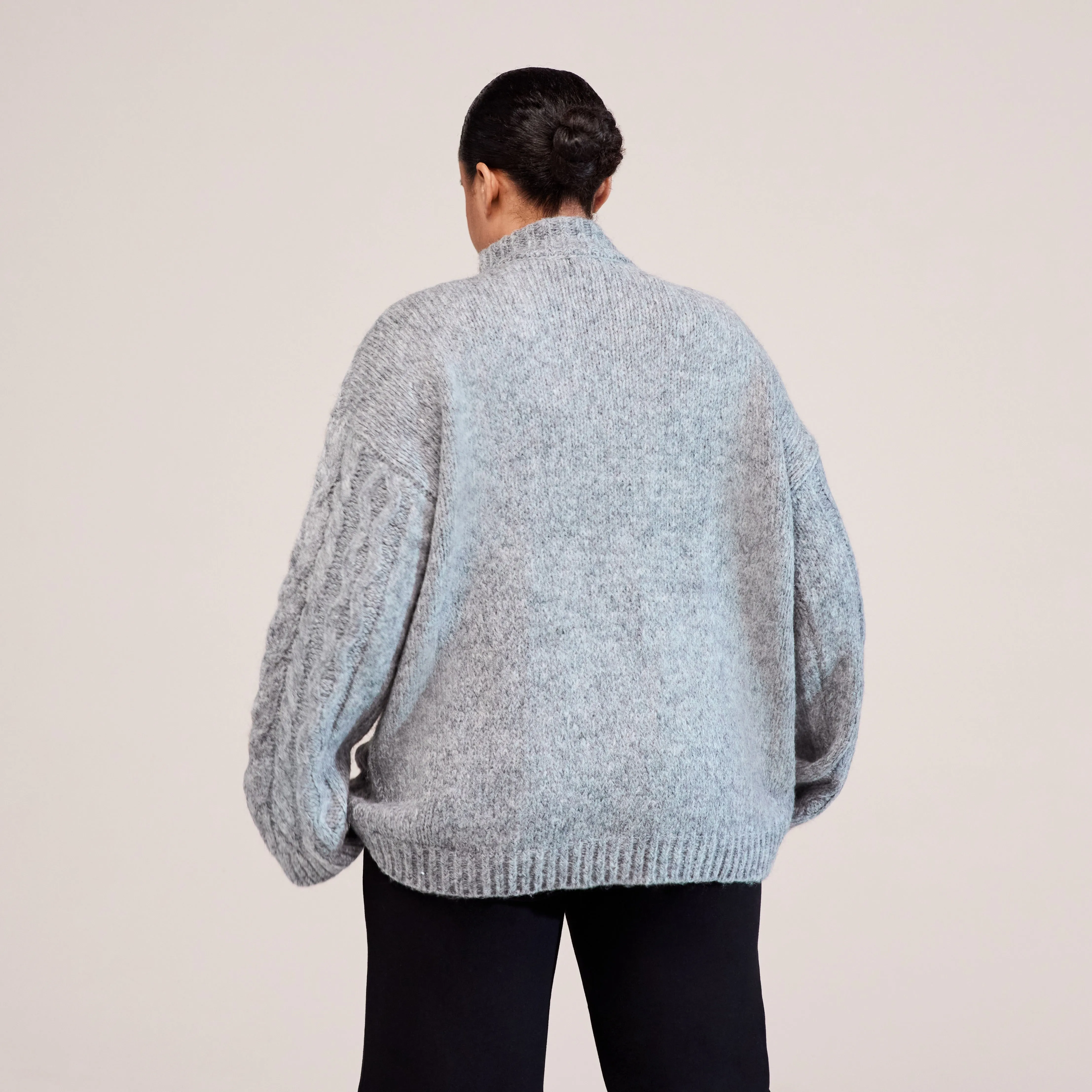 Curve Cable Knit 1/4 Zip Jumper - Dark grey sold by LOVALL product image thumbnail 3