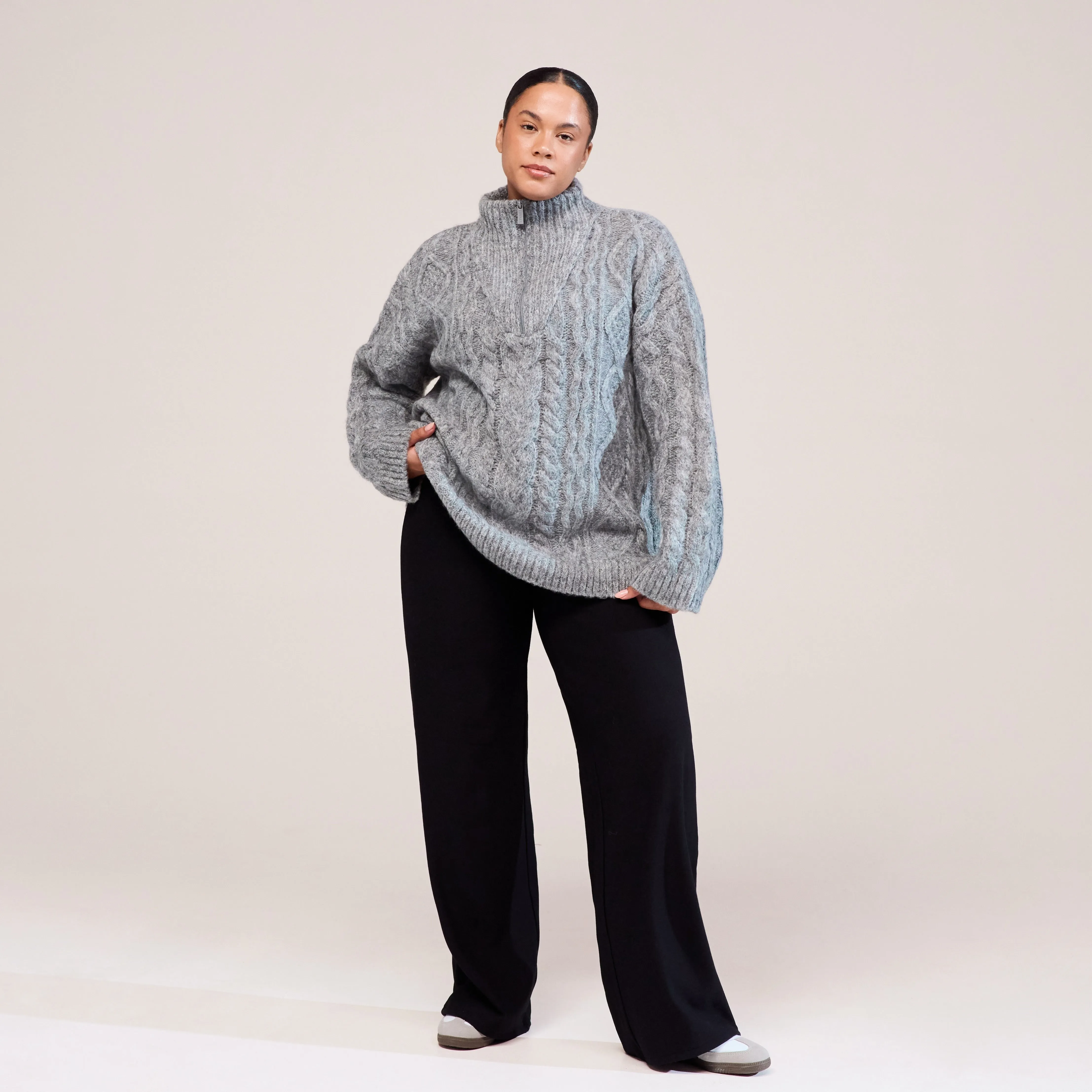 Curve Cable Knit 1/4 Zip Jumper - Dark grey sold by LOVALL product image thumbnail 5