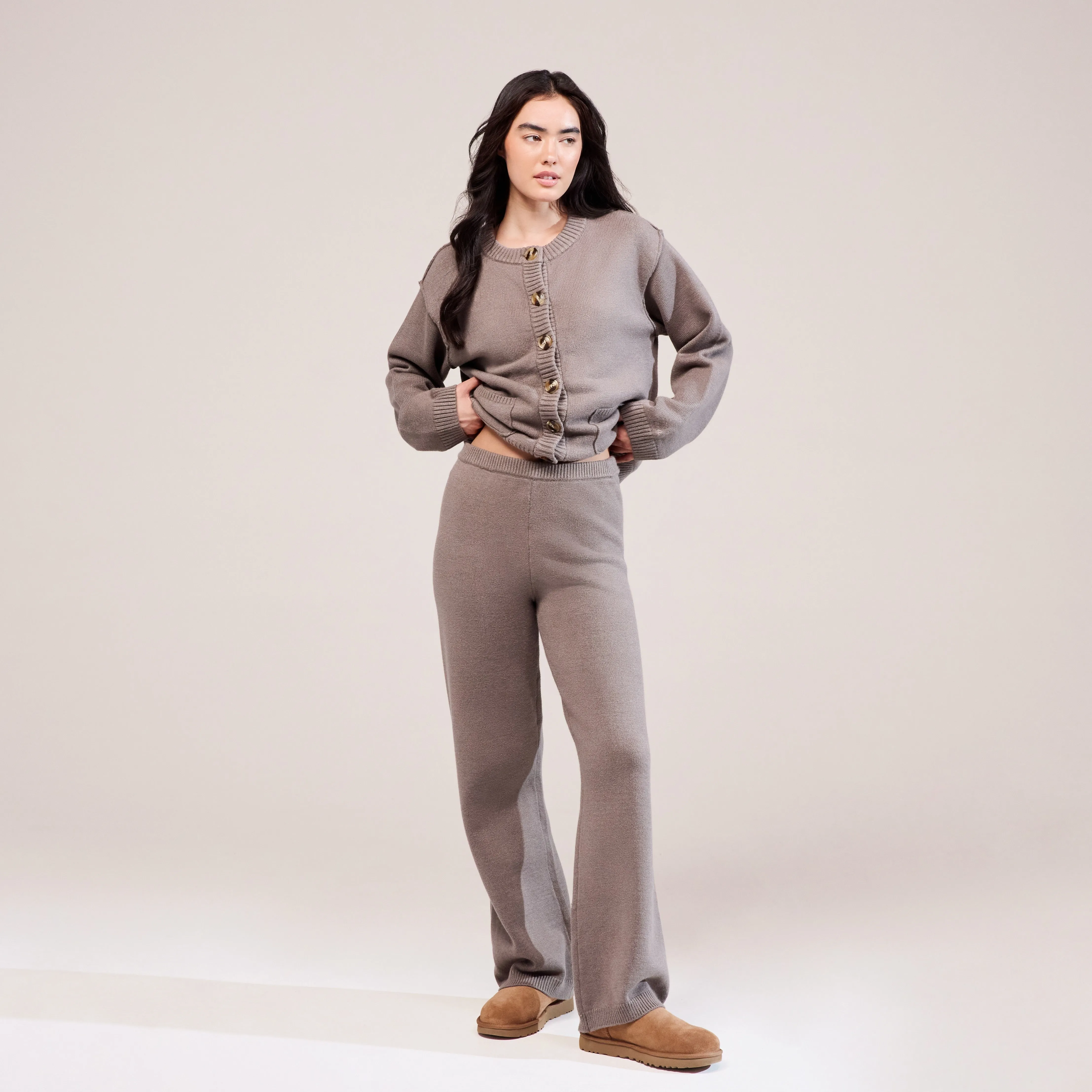 Soft Knit Wide Leg Trousers - Mocha sold by LOVALL product image thumbnail 5
