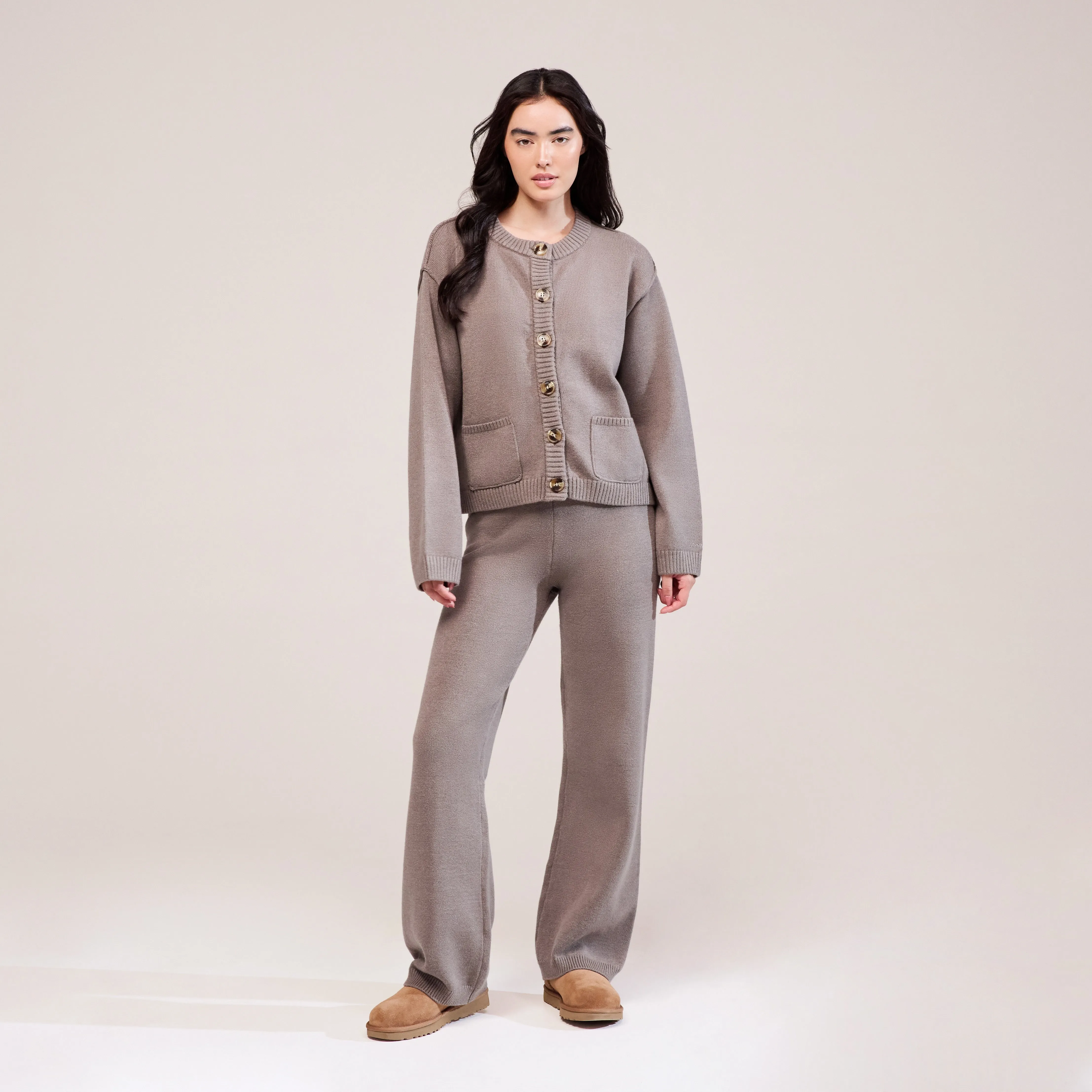 Soft Knit Wide Leg Trousers - Mocha sold by LOVALL