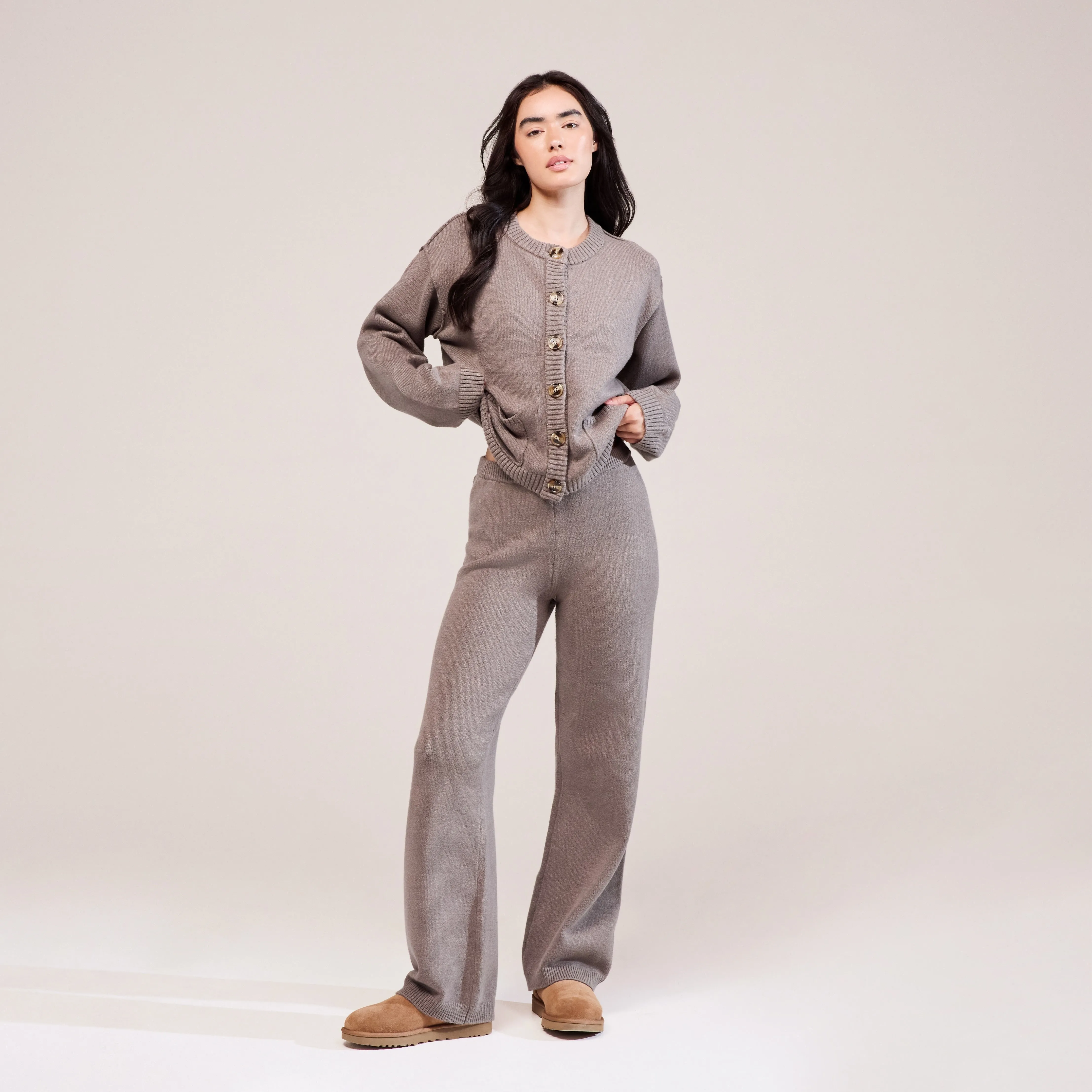 Soft Knit Wide Leg Trousers - Mocha sold by LOVALL product image thumbnail 2