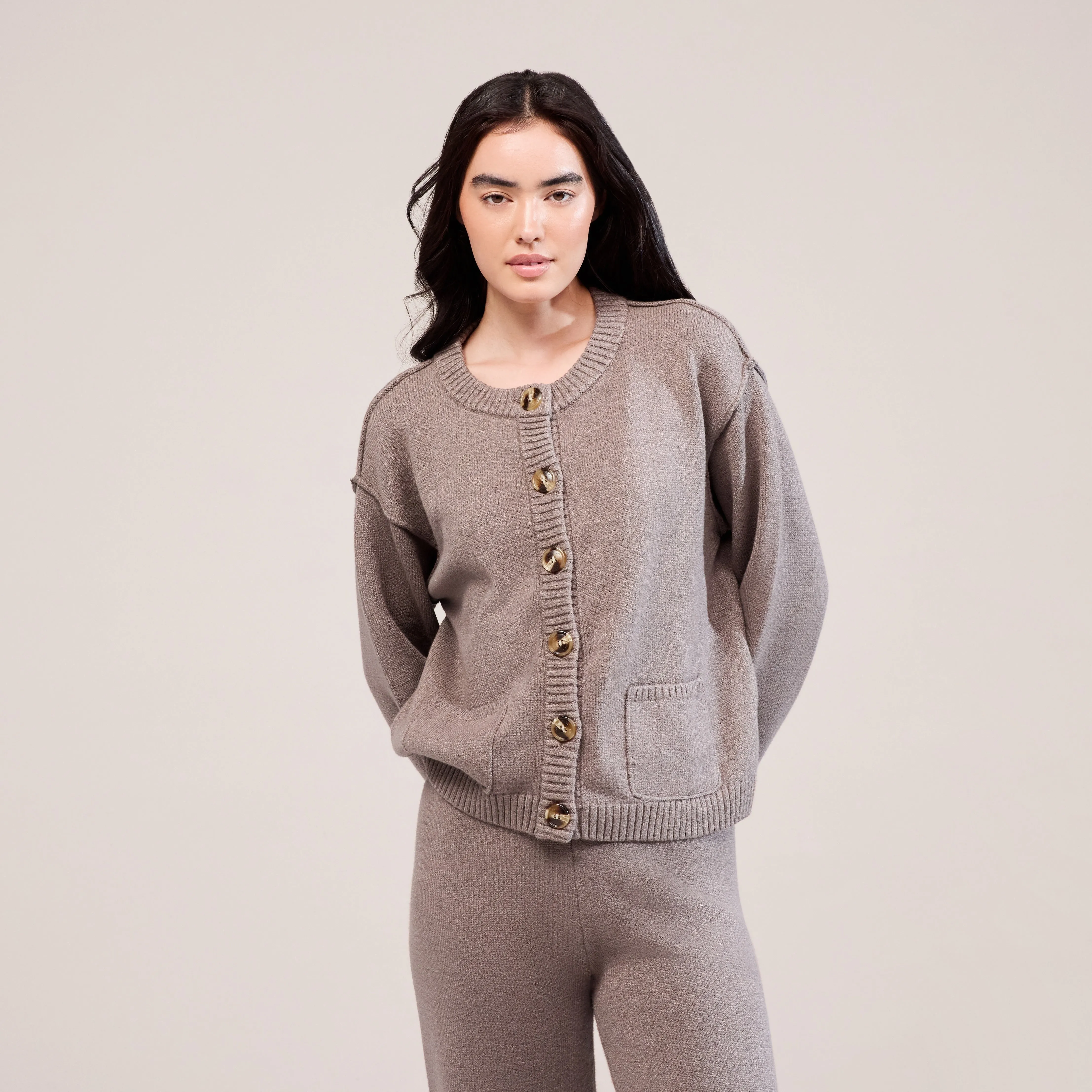 Soft Knit Cardigan - Mocha sold by LOVALL product image thumbnail 2