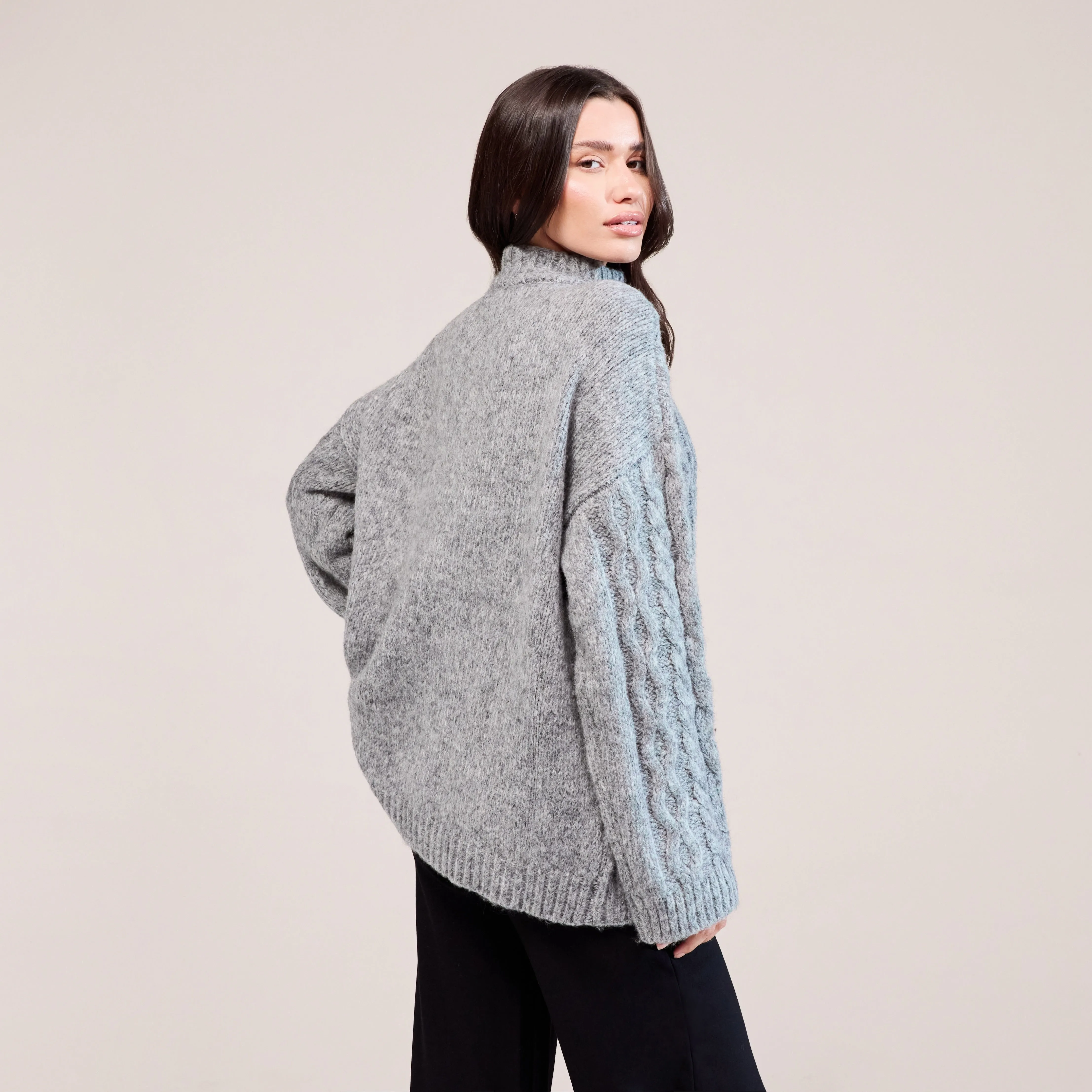 Cable Knit 1/4 Zip Jumper - Dark grey sold by LOVALL product image thumbnail 3