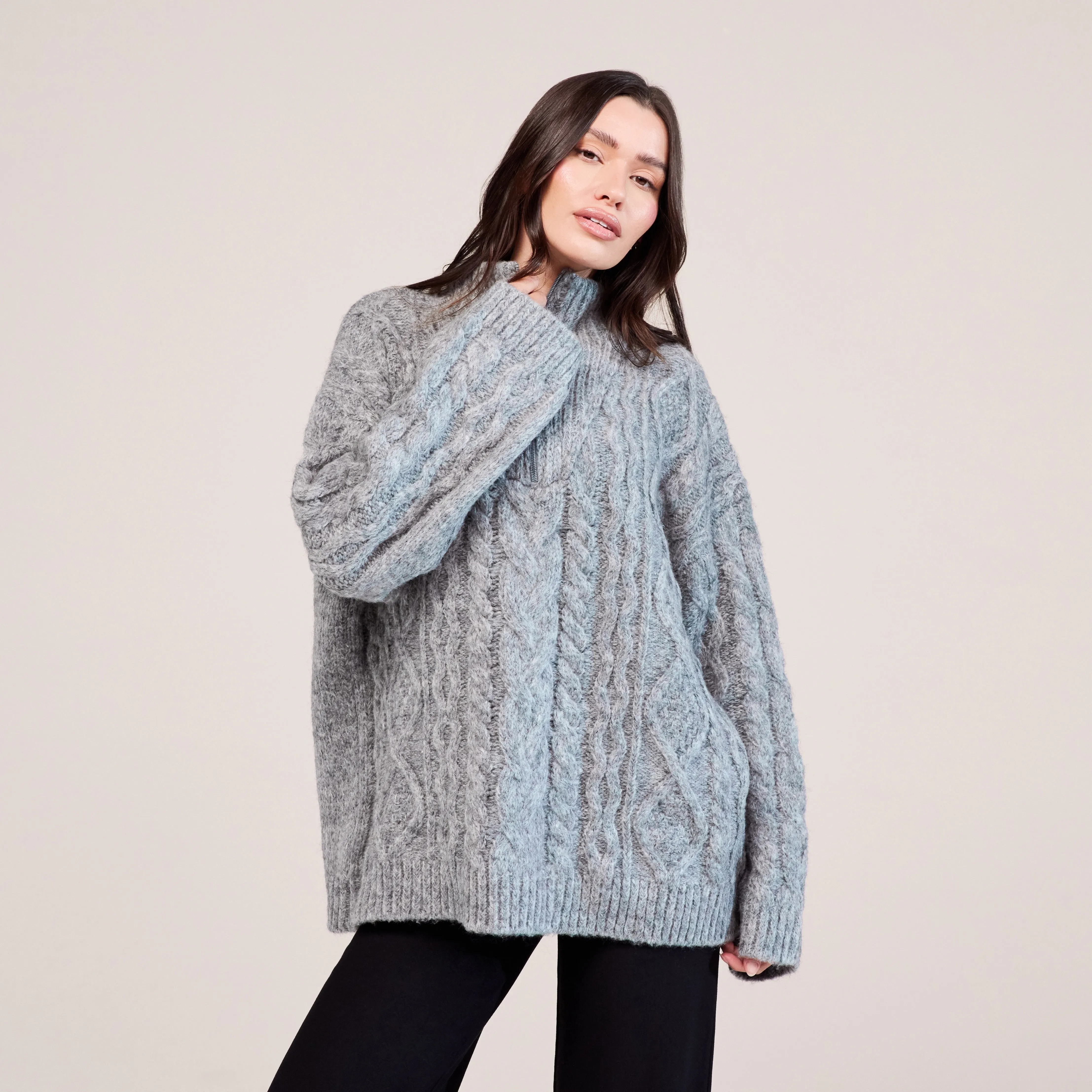 Cable Knit 1/4 Zip Jumper - Dark grey sold by LOVALL product image thumbnail 4