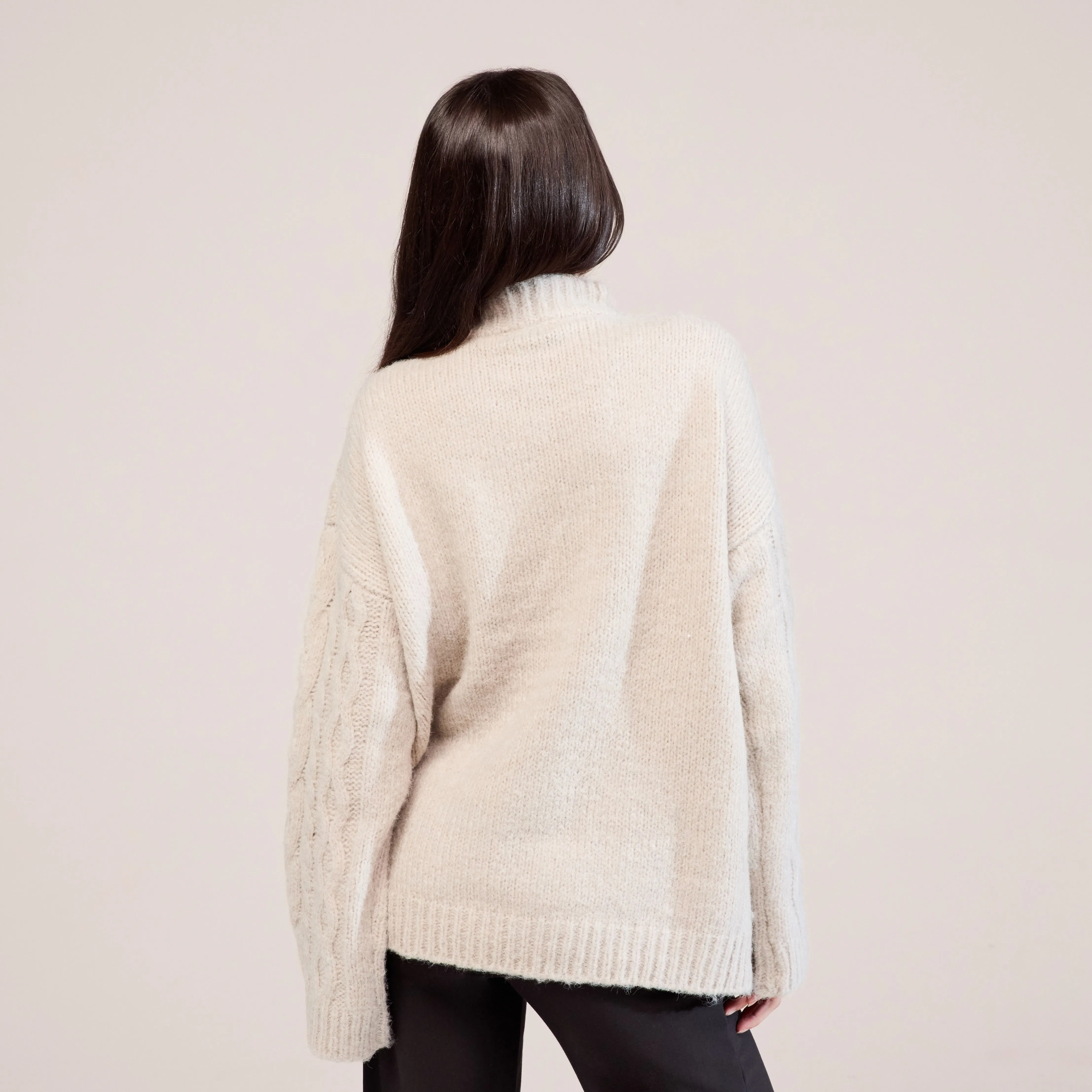 Cable Knit 1/4 Zip Jumper - Beige sold by LOVALL product image thumbnail 3